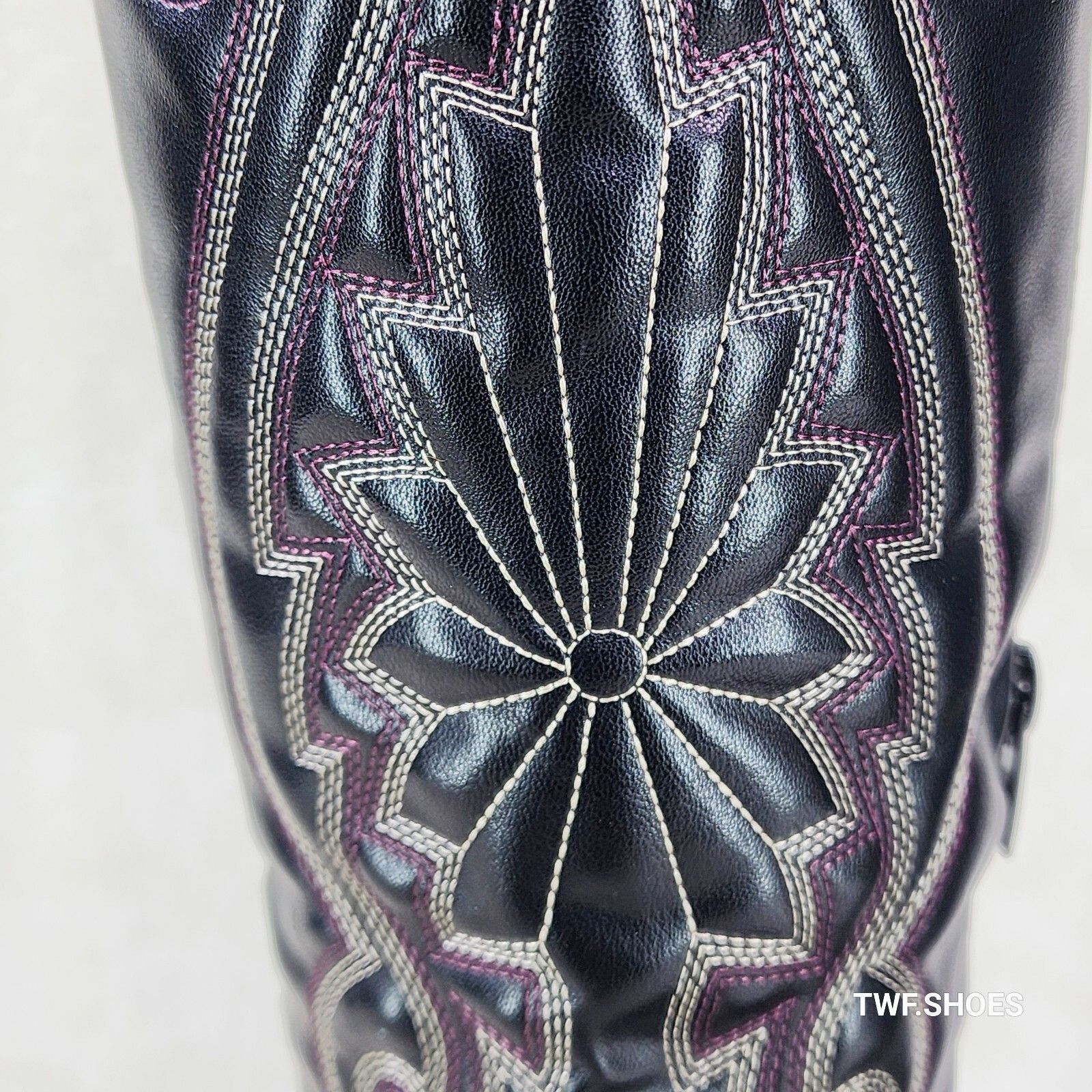 Other Ride On Black Country Western Cowgirl Knee Boots (US Shoe Si Size US 8.5 / IT 38.5 - 4 Thumbnail