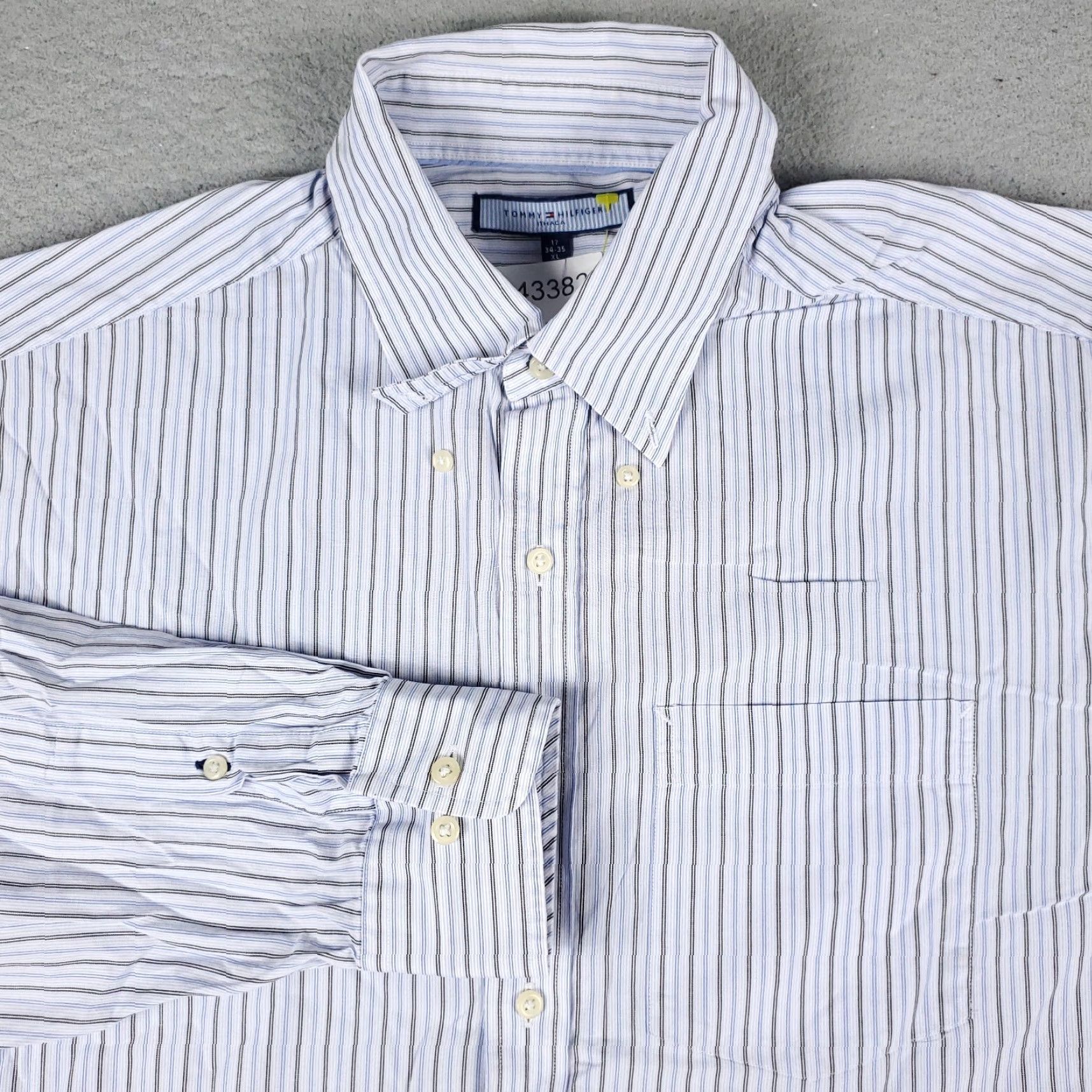 Tommy Hilfiger Tommy Hilfiger Button-Up Shirt Mens XL Blue Striped Casual Long Sleeve Classic Modern Preppy Size US XL / EU 56 / 4 - 2 Thumbnail