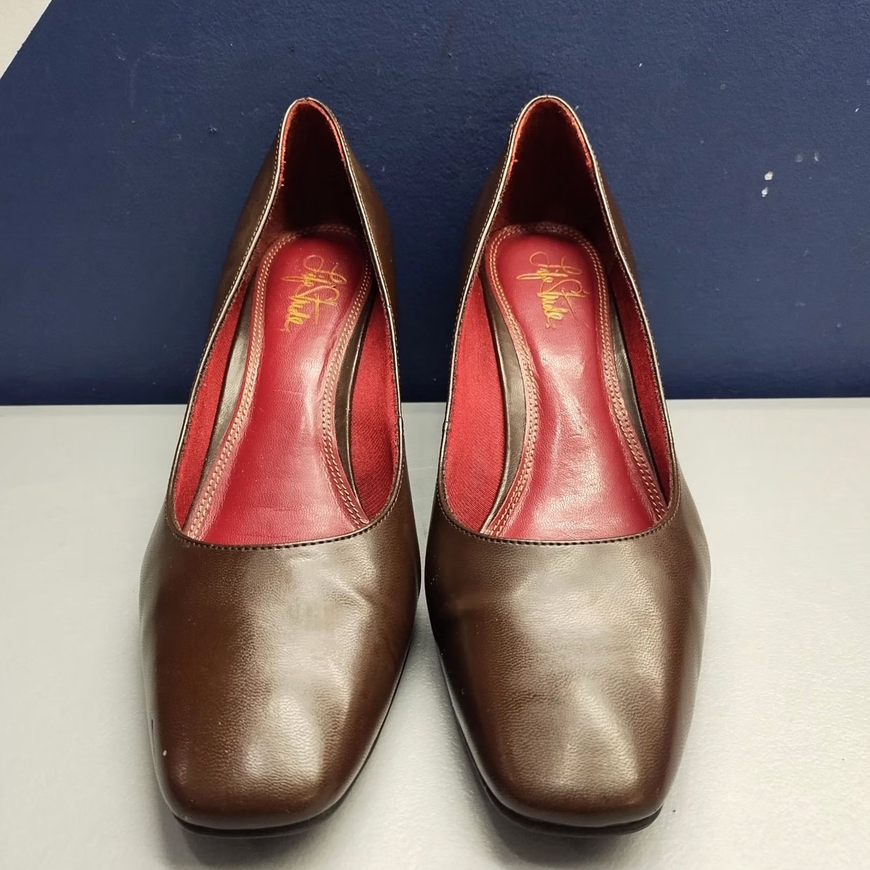 Vintage LifeStride Solo Pump Womens Size 9.5M Brown Synthetic Square Toe Slip On Pump Size US 10 / IT 40 - 2 Thumbnail