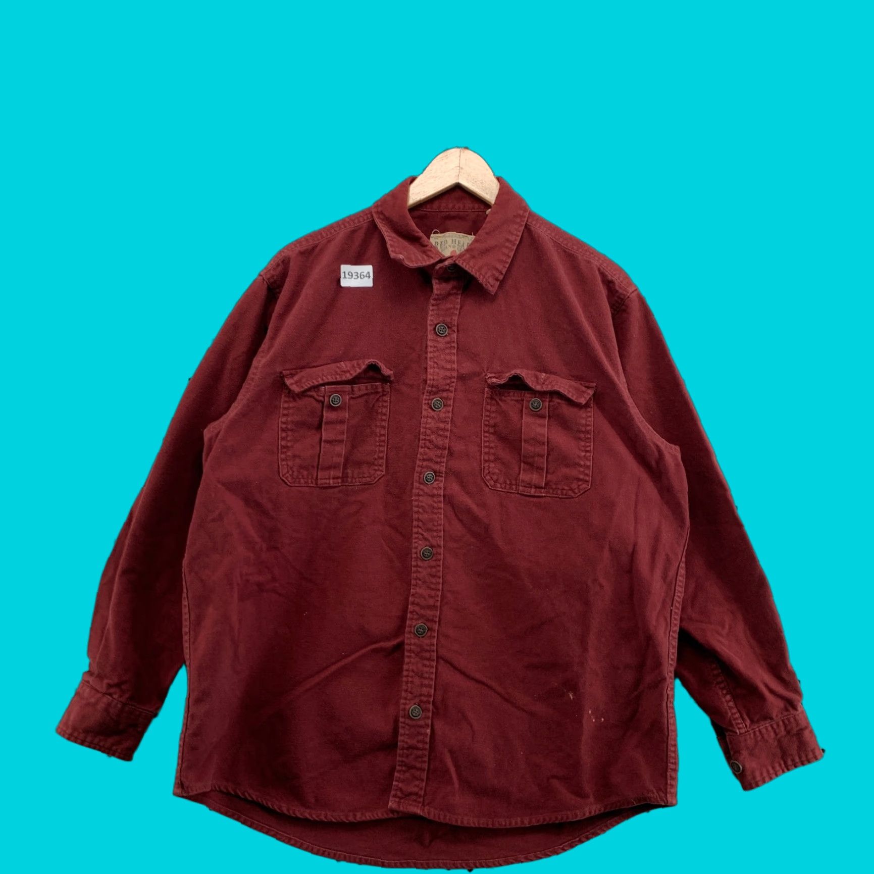 Vintage VINTAGE RedHead Button-Up Shirt Red Long Sleeve Burgundy Pockets Heavyweight L 23x30.5 Size US L / EU 52-54 / 3 - 1 Thumbnail