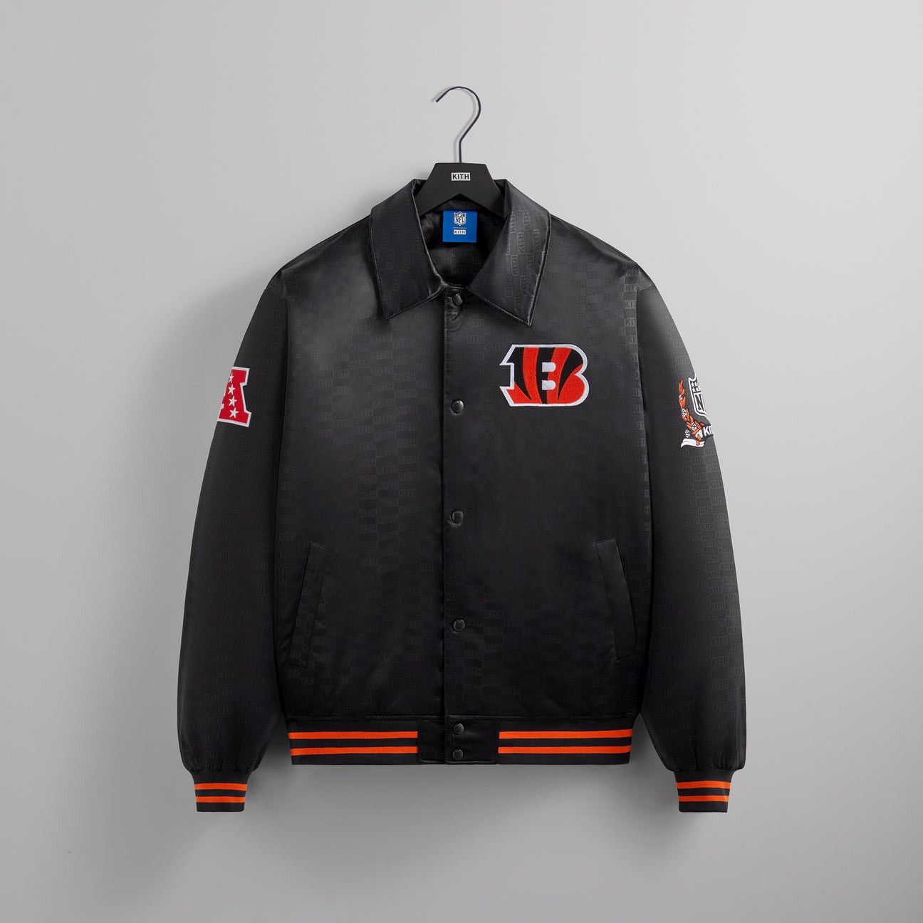 Image of Kith x Nfl Bengals Satin Bomber Jacket in Black, Men's (Size 2XL)