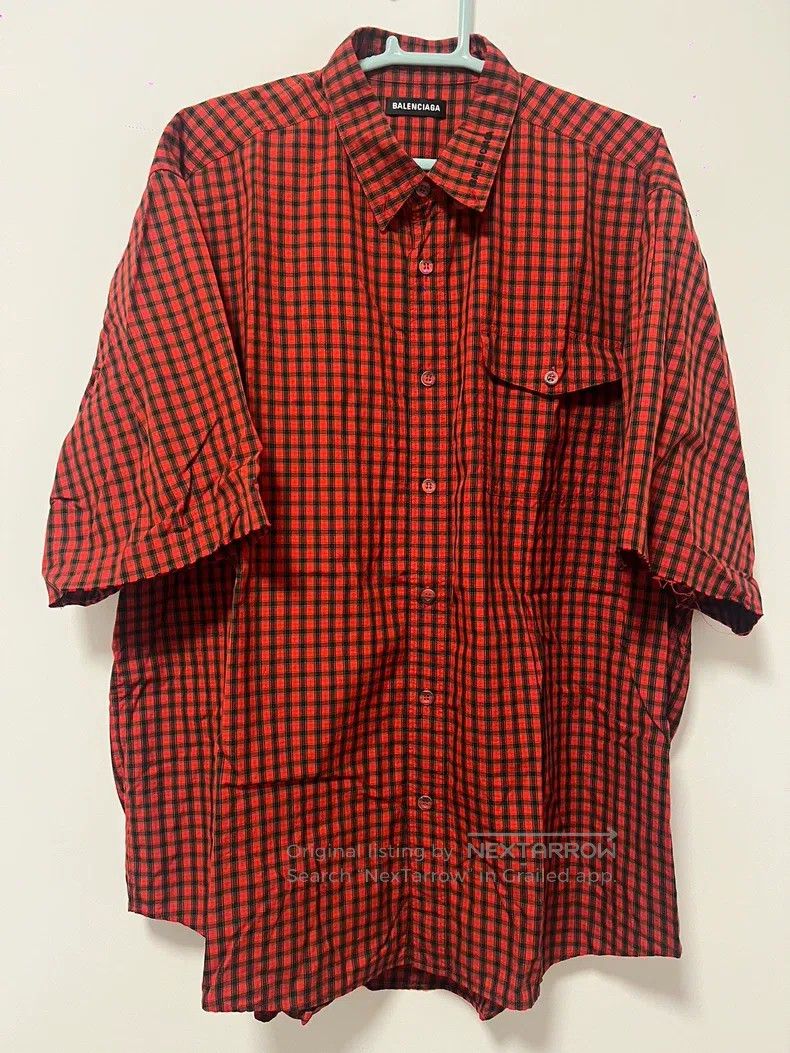 Balenciaga Balenciaga size 40 Embroidered Logo Checkered Short Sleeve Size US M / EU 48-50 / 2 - 1 Thumbnail