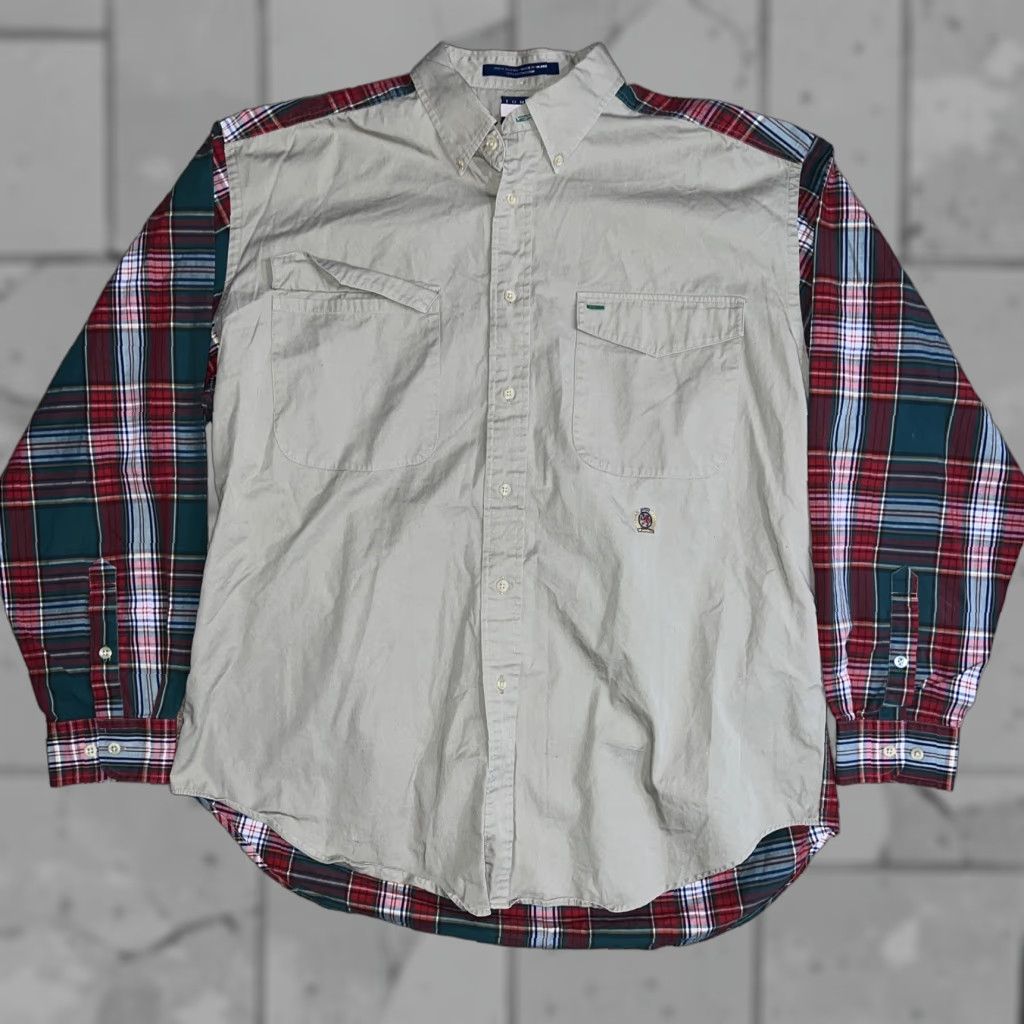 Tommy Hilfiger VINTAGE Tommy Hilfiger Beige Plaid Button-Up Shirt Mens Size L Beige plaid long sleeve shirt Mens L Size US L / EU 52-54 / 3 - 1 Thumbnail