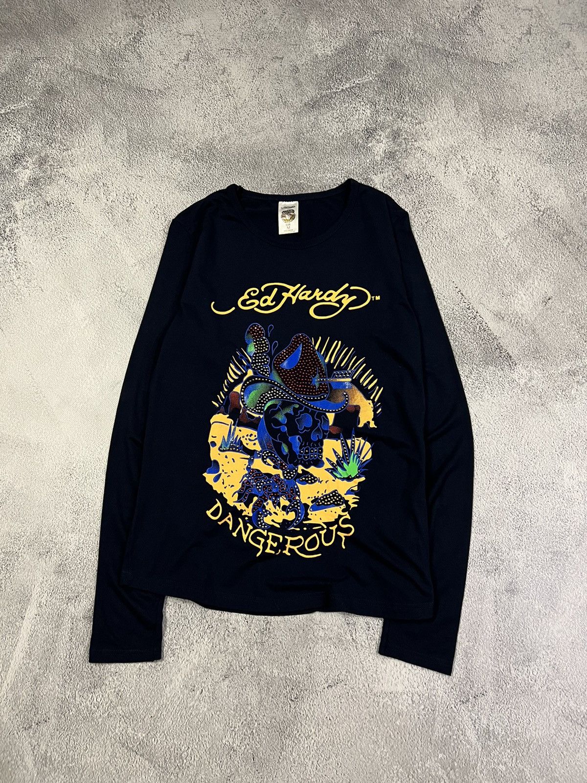 Ed Hardy Vintage Y2k Ed Hardy Dangerous Skull ☠️ Long Sleeve 00’s Size US M / EU 48-50 / 2 - 2 Thumbnail