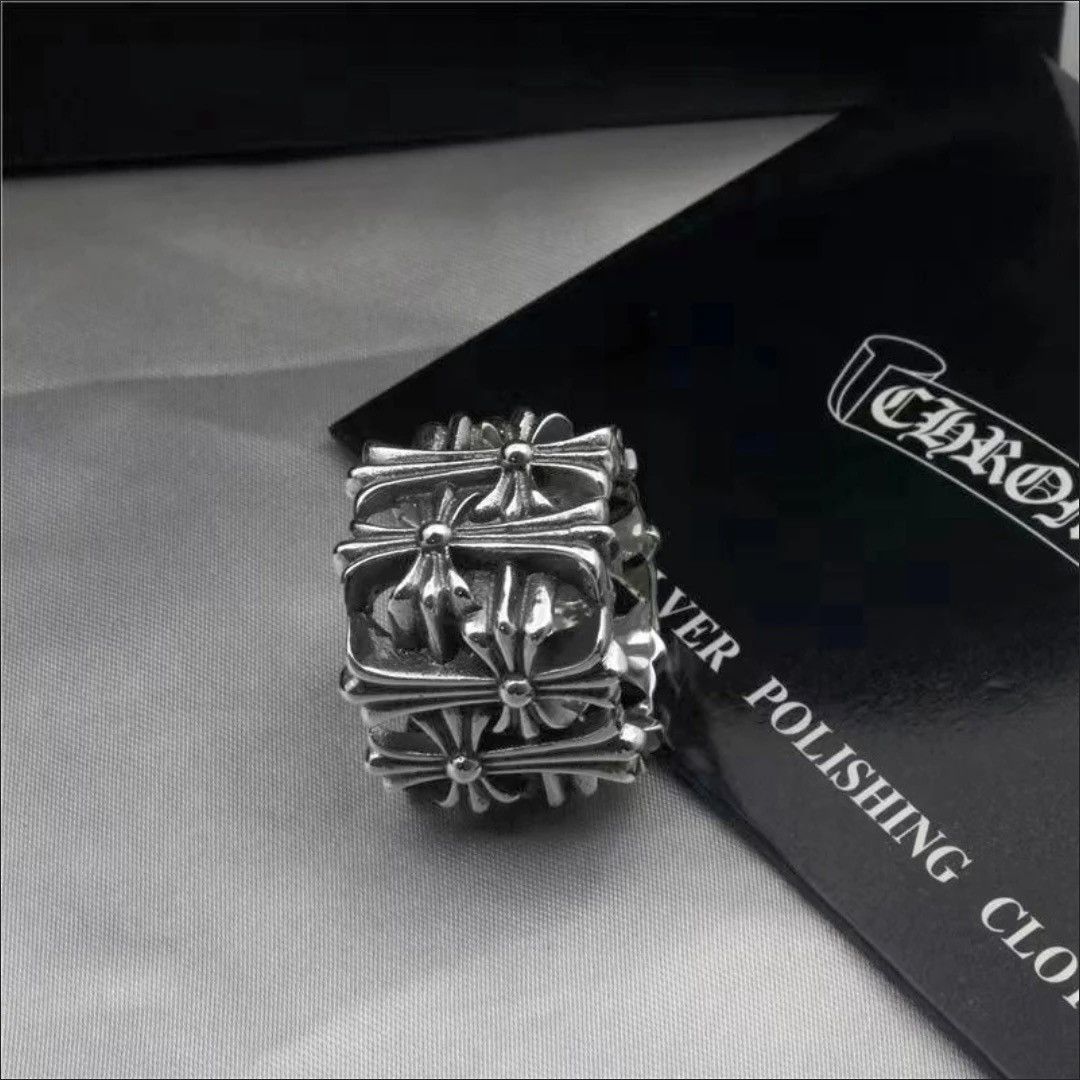 Other CH-Inspired Thick Cross Ring – Vintage Punk Round Band Size ONE SIZE - 4 Thumbnail