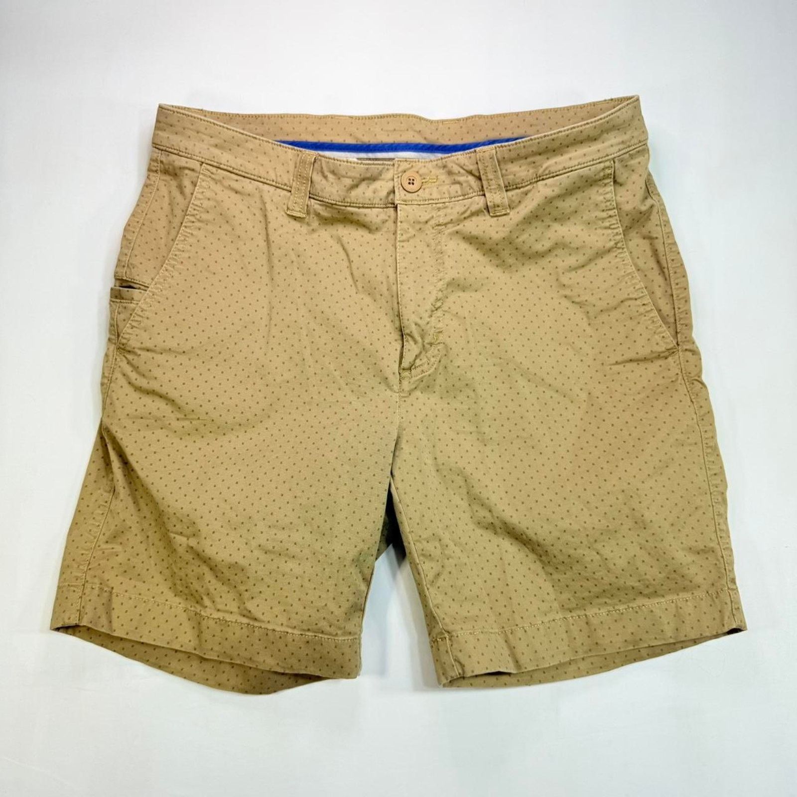 Roundtree & Yorke Tan Patterned Roundtree Yorke Trim Fit Chino Golf Shorts 34 Size US 34 / EU 50 - 1 Thumbnail