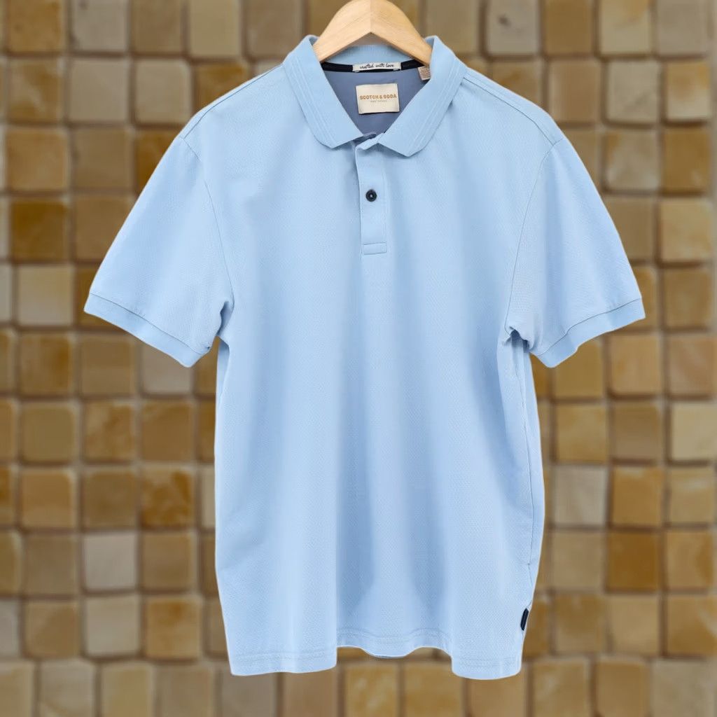 Scotch & Soda Scotch & Soda Polo Men Jacquard Cotton Polyester Blue L Short Sleeve Collared 27.5" Shoulders to Hem Orange XL? Size US L / EU 52-54 / 3 - 1 Thumbnail