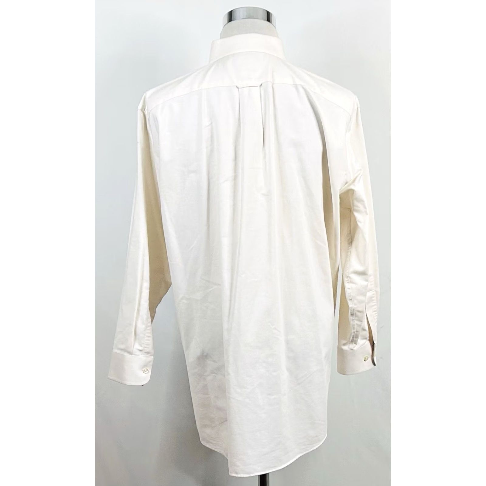 Stafford Stafford Dress Shirt Ivory Cotton Blend Regular Fit 17 32/33 Wrinkle Free Oxford Shirt Mens Shirt Size 46R - 5 Thumbnail