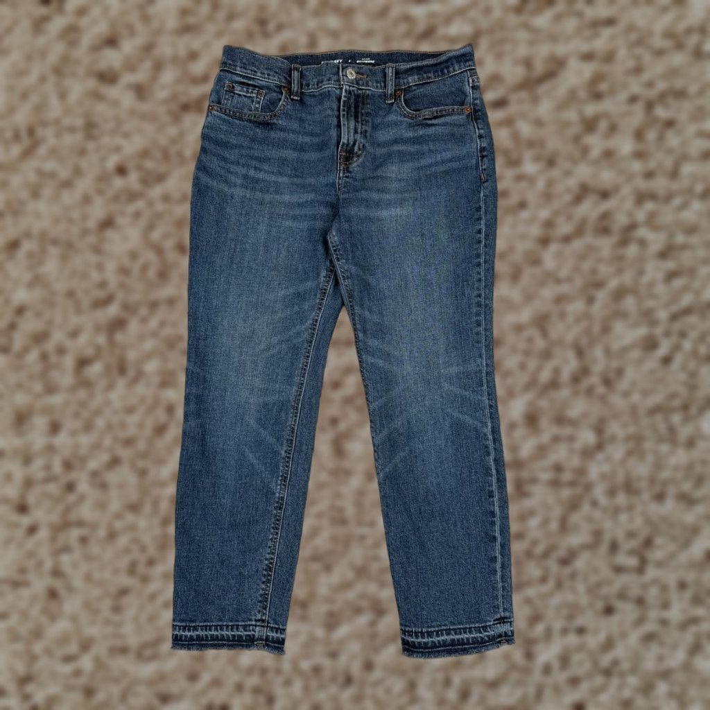 Old Navy VINTAGE Old Navy Jeans Womens 4 Blue Denim Boyfriend Mid Rise Raw Hem Cotton 28x24 Size 32" / US 10 / IT 46 - 1 Thumbnail