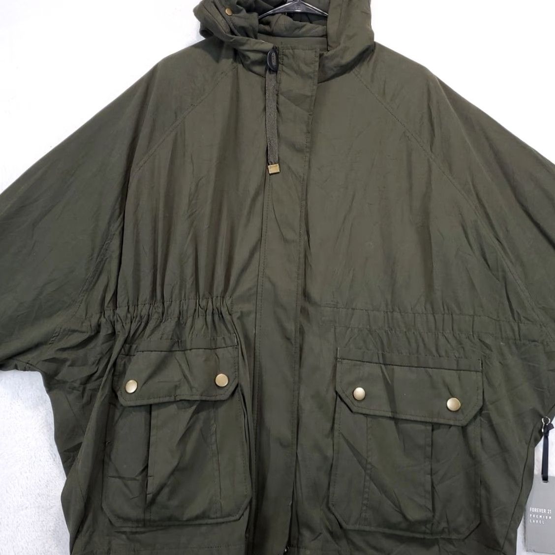 Forever 21 FOREVER 21 Olive Green Military Jacket Women's L Hooded Gorpcore Casual Travel Workwear Military Jacket Size L / US 10 / IT 46 - 5 Thumbnail
