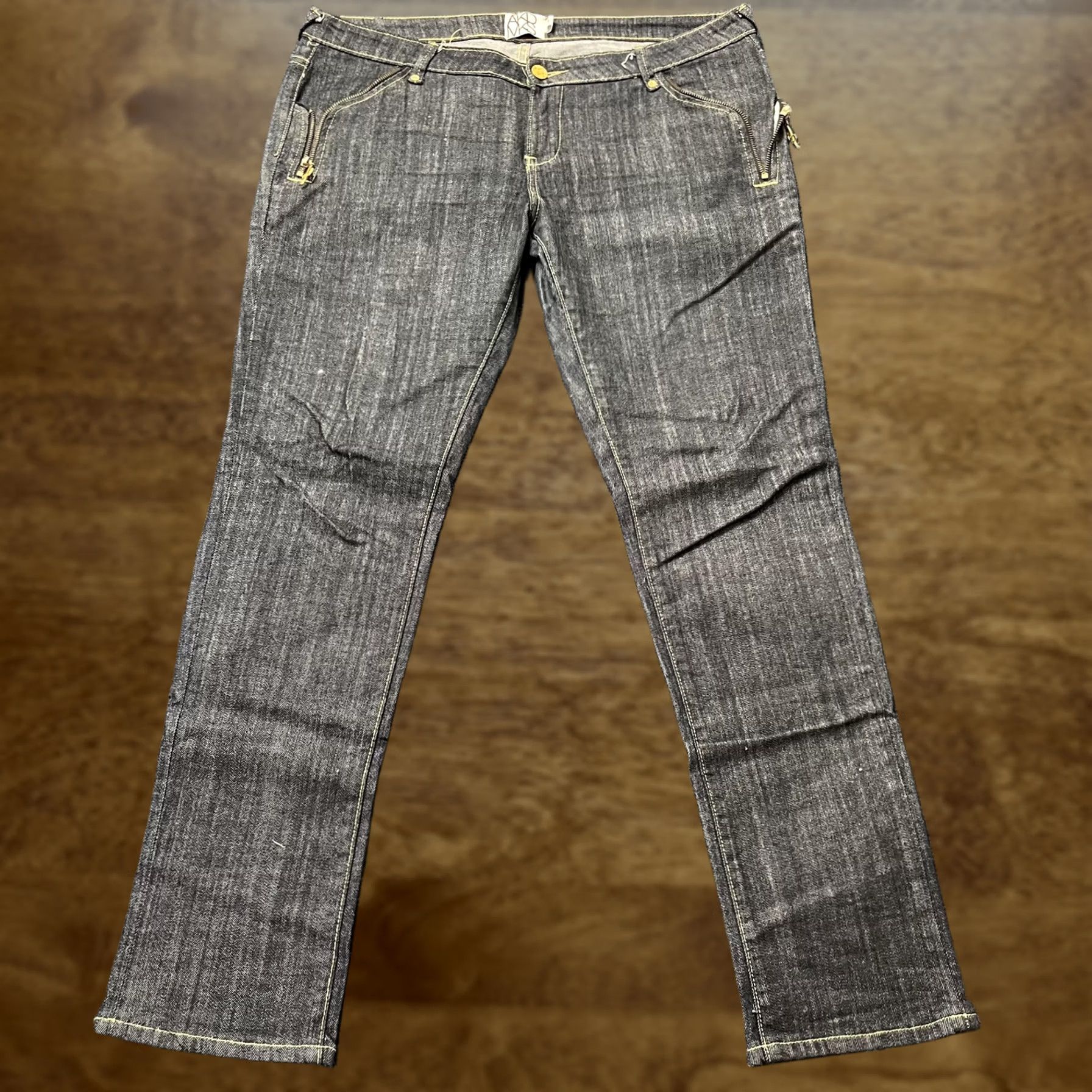 Denime Y2K AKDMKS Jeans Mens 38 x 32 Dark Wash Slim Straight Denim Zip Pockets Blue Size US 38 / EU 54 - 1 Thumbnail