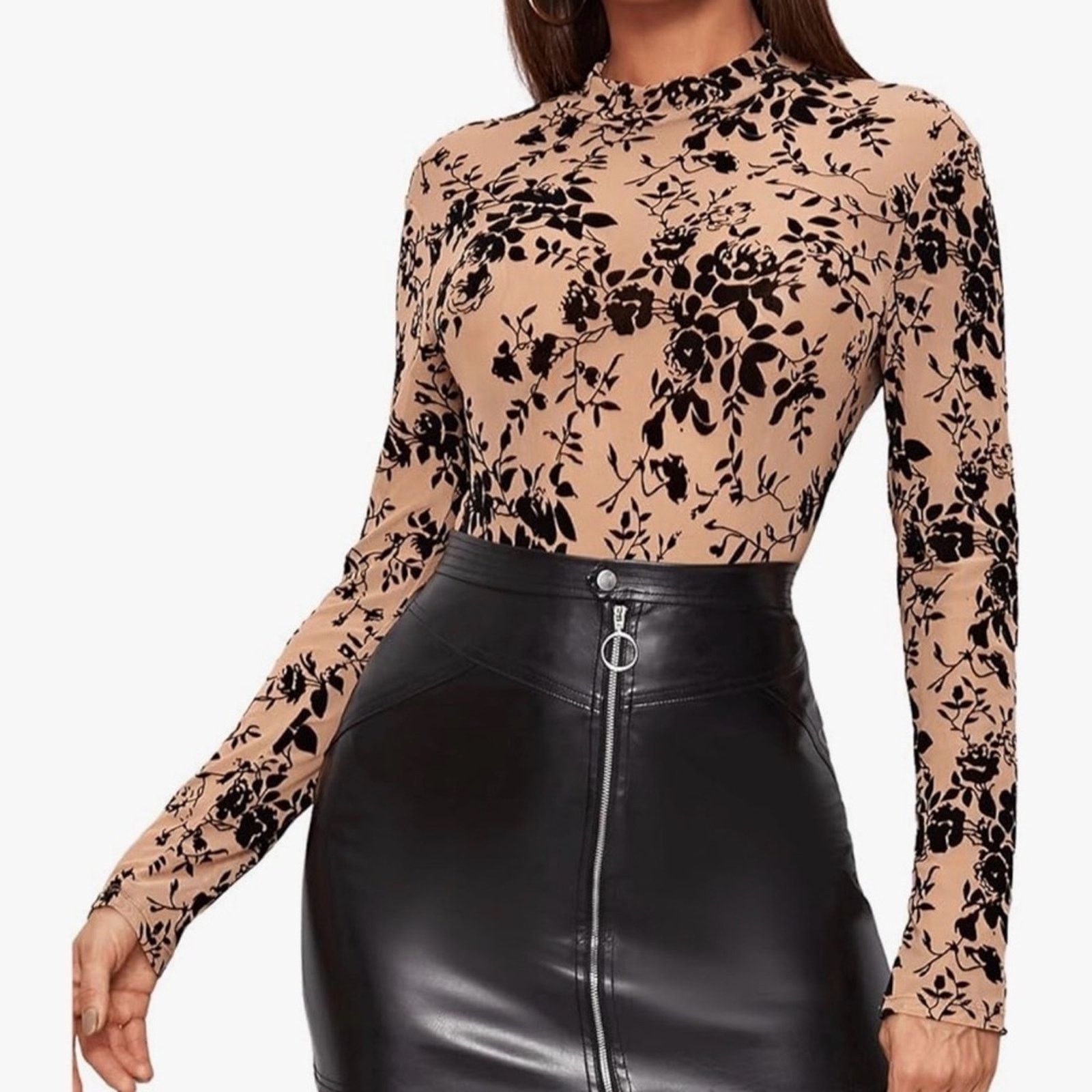 Other New Floral Black and Tan Long Sleeve Top size S Size S / US 4 / IT 40 - 2 Thumbnail