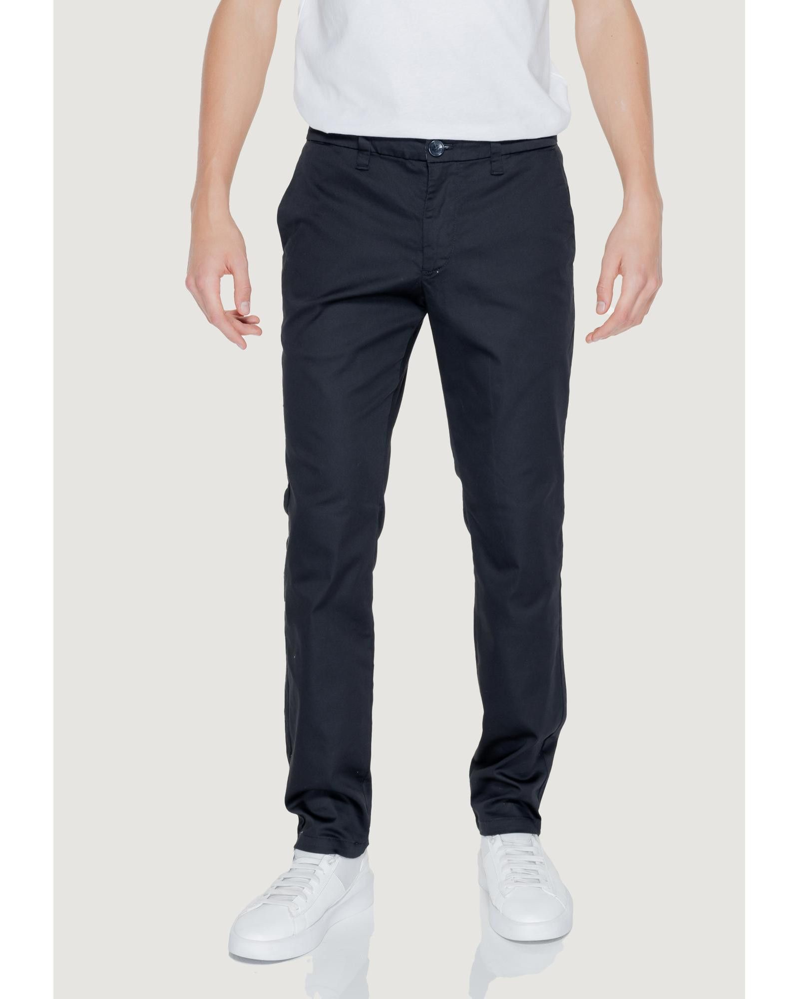 image of Armani Exchange Zip And Button Fastening Trousers in Black, Men's (Size 30)