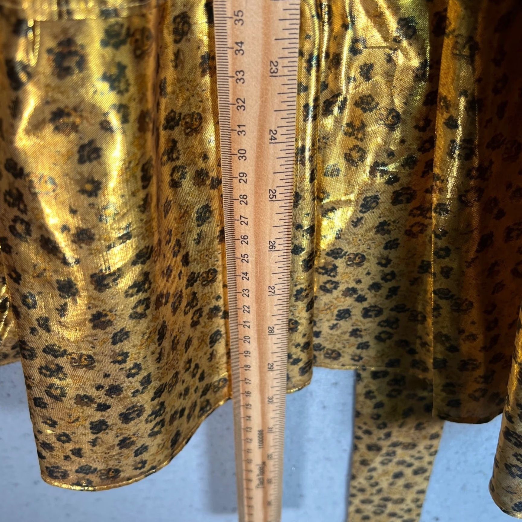 LoveShackFancy LoveShackFancy Dress Womens 4 Gold Metallic Leopard Print Ruffle Wrap A-Line Mini Party/Cocktail Short 4 Womens Gold Leopard Print Size S / US 4 / IT 40 - 7 Thumbnail