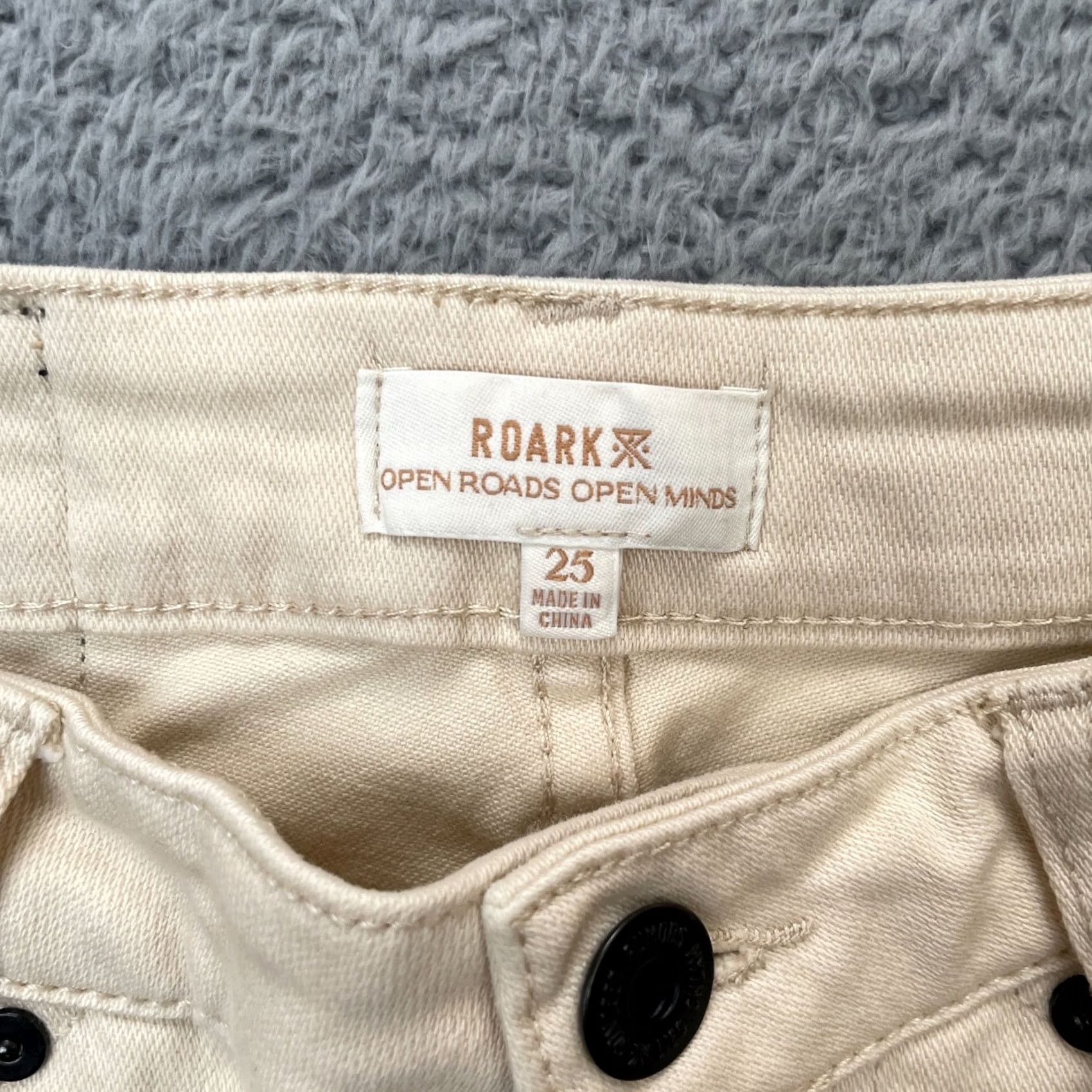 Roark Roark Jeans Womens 25 Beige Straight Leg Denim Cotton Logo Regular Fit Size 42" / US 20 - 3 Thumbnail