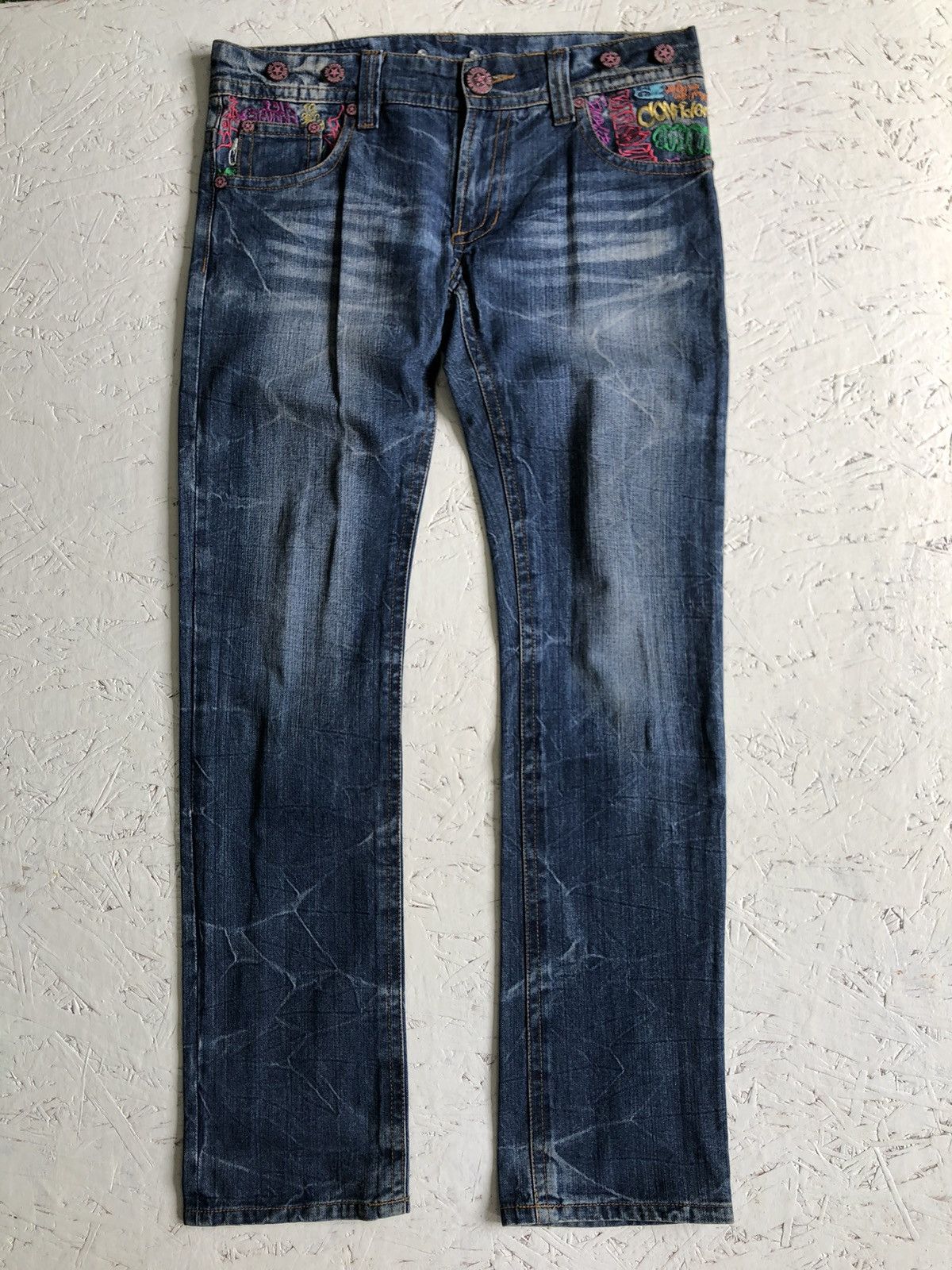 Japanese Brand x Confidence embroidered jeans
