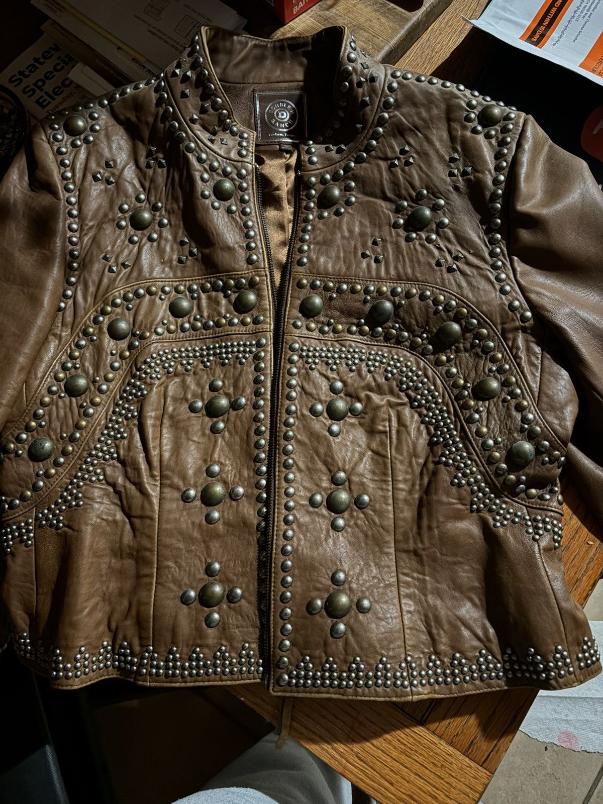 Double D Ranch Double D Ranch Studded Leather Jacket – Tan Western Moto Size L / US 10 / IT 46 - 7 Thumbnail