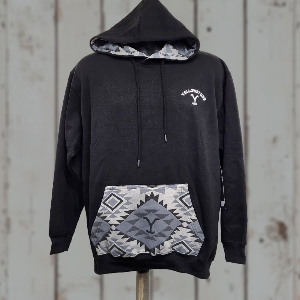 Logo 7 Yellowstone Dutton Ranch Logo Hoodie Mens Small Black Gray Southwestern Hoodie Graphic Print Pockets Western Cowboy Logo Pullover Reg Small Mens Size US S / EU 44-46 / 1 - 1 Thumbnail