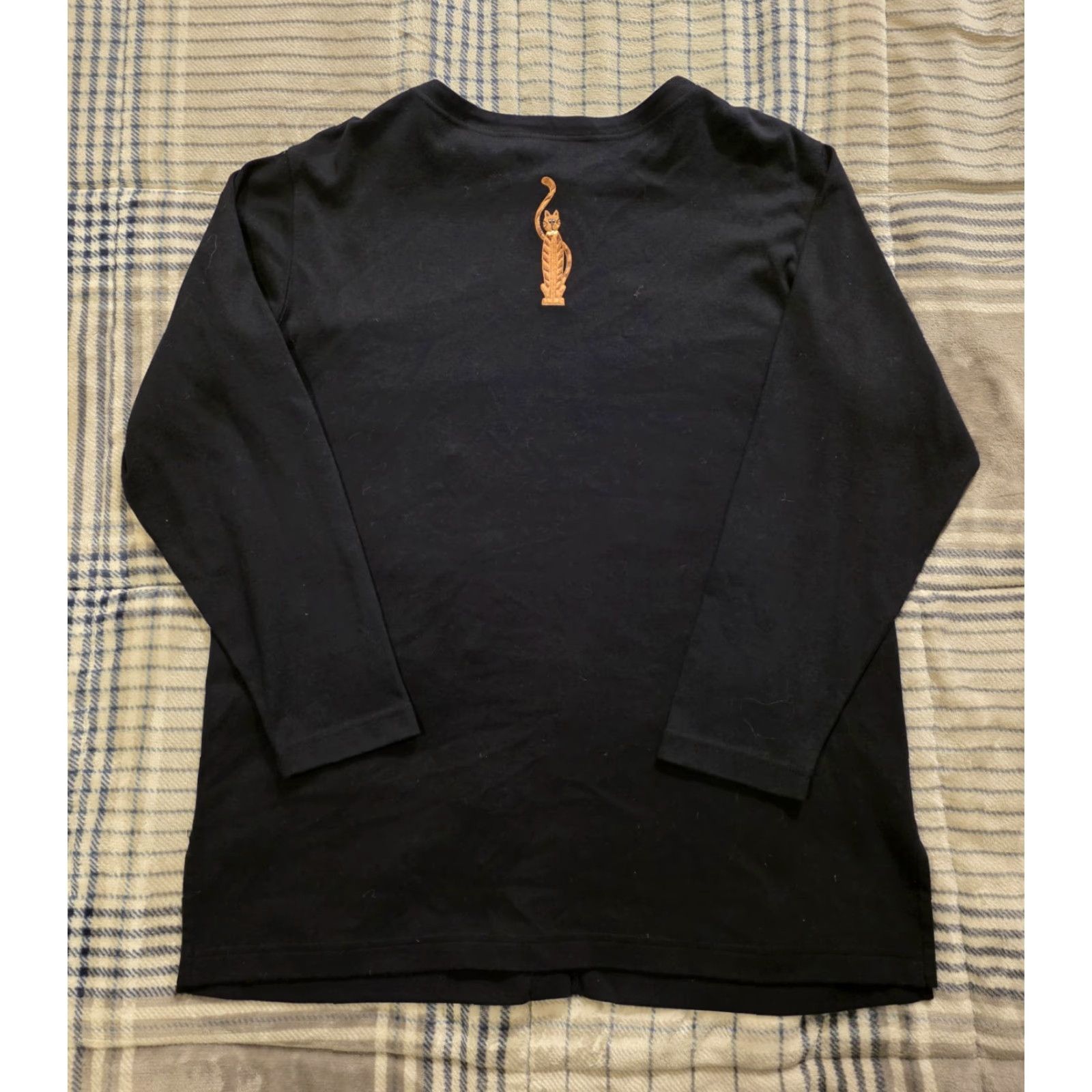 Vintage Bechamel Shirt Long Sleeve Button-Up Embroidered Cats Black Womens Large Size L / US 10 / IT 46 - 2 Thumbnail