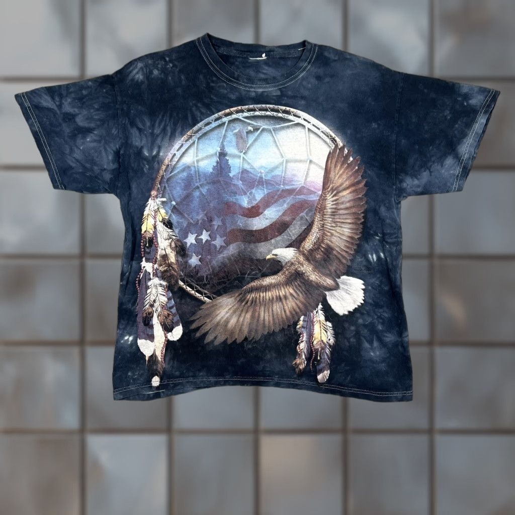 The Mountain The Mountain Tie Dye T-Shirt Dream Catcher Eagle American Flag Size L Blue Men Size US L / EU 52-54 / 3 - 1 Thumbnail