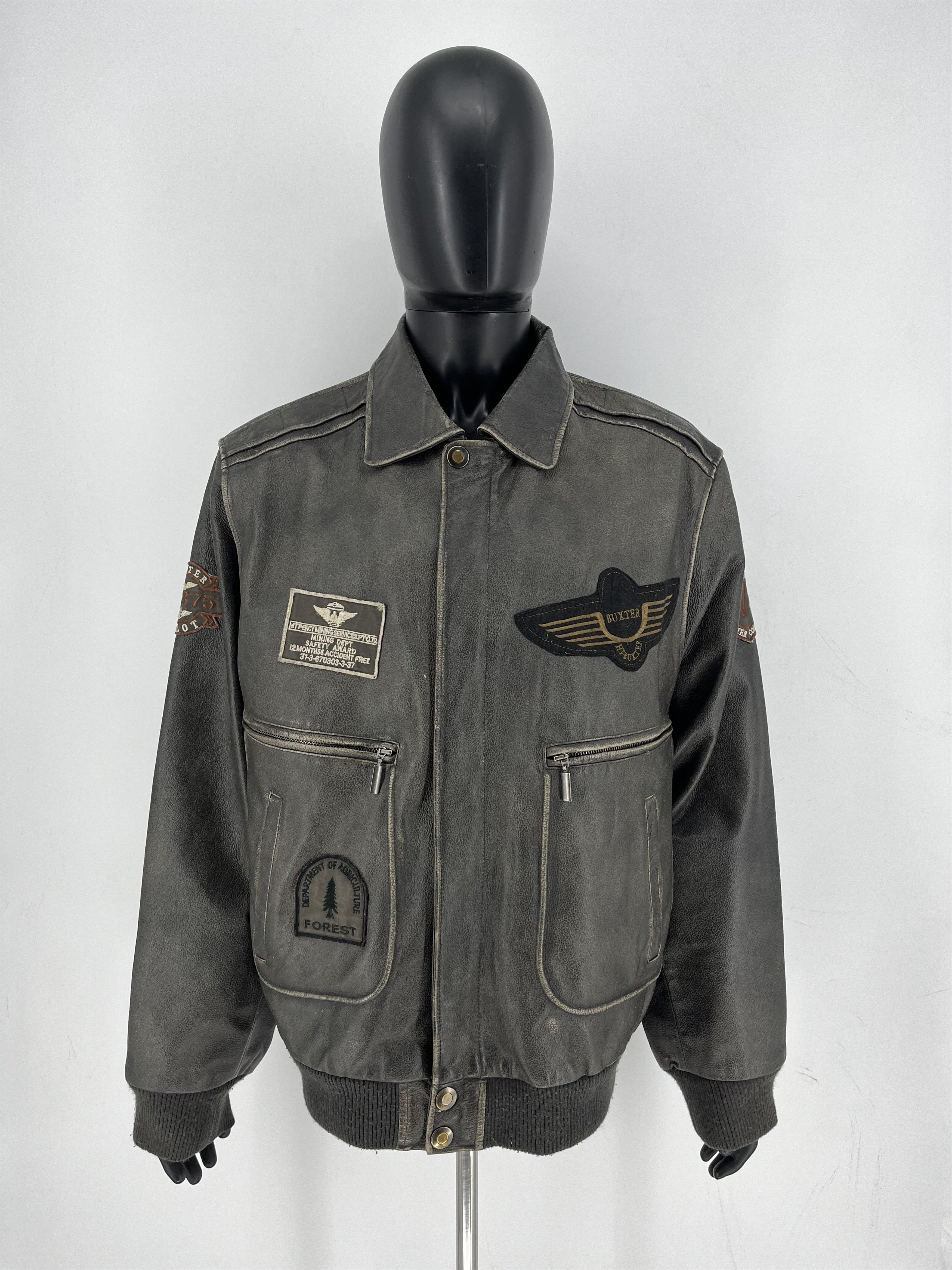 Leather Explorer Vtg Leather Bomber Jacket – Distressed Patina 90s Size US XXL / EU 58 / 5 - 2 Thumbnail