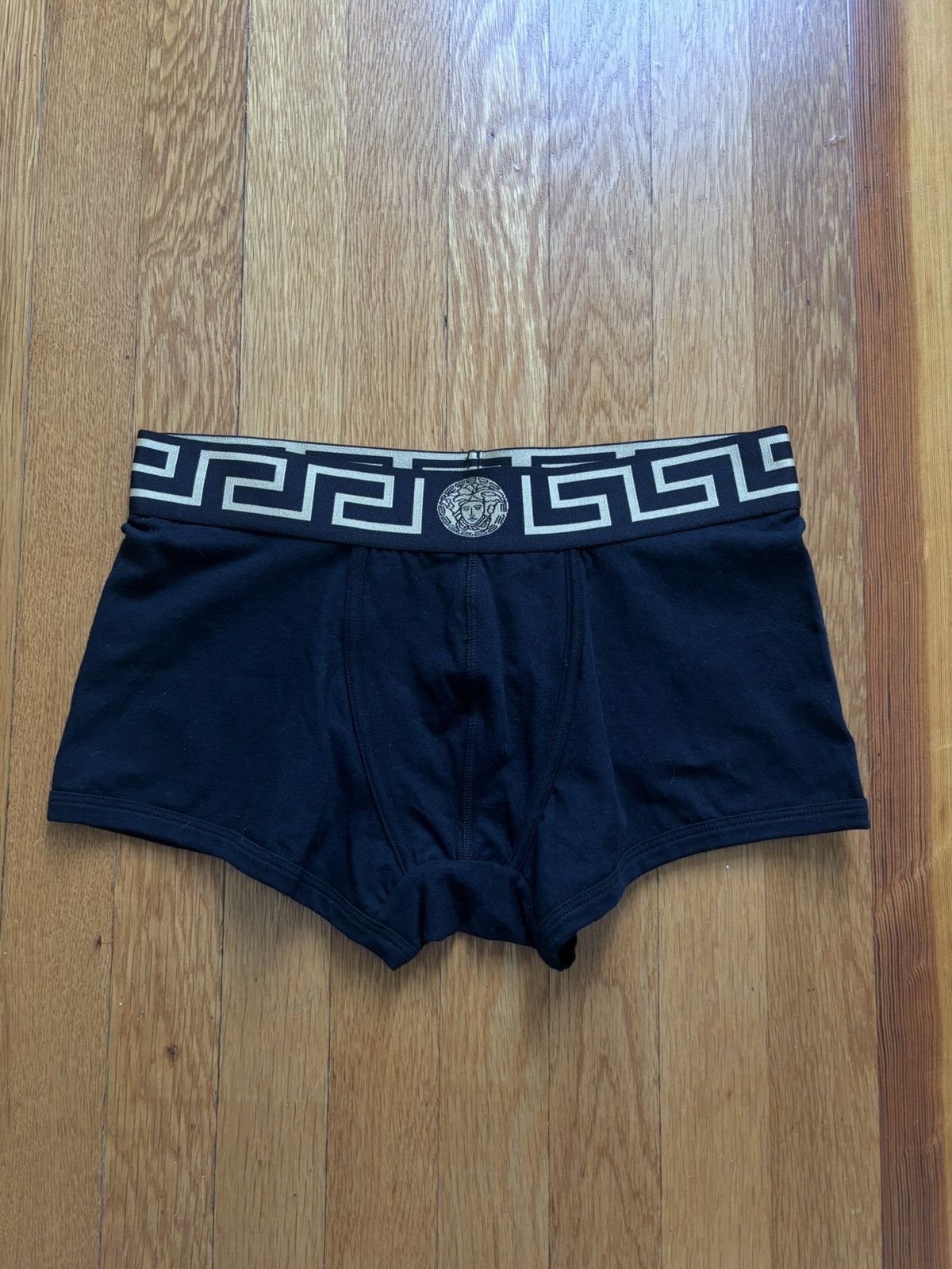 Versace Black Greca Boxer Briefs Size 32 - 1 Thumbnail