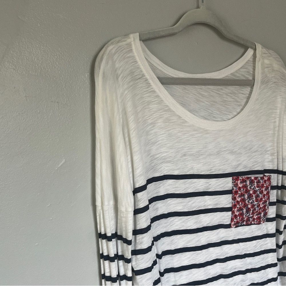 Anthropologie Anthropologie t.la 3/4 Slv Top w Stripes & Pocket Small Size S / US 4 / IT 40 - 3 Thumbnail