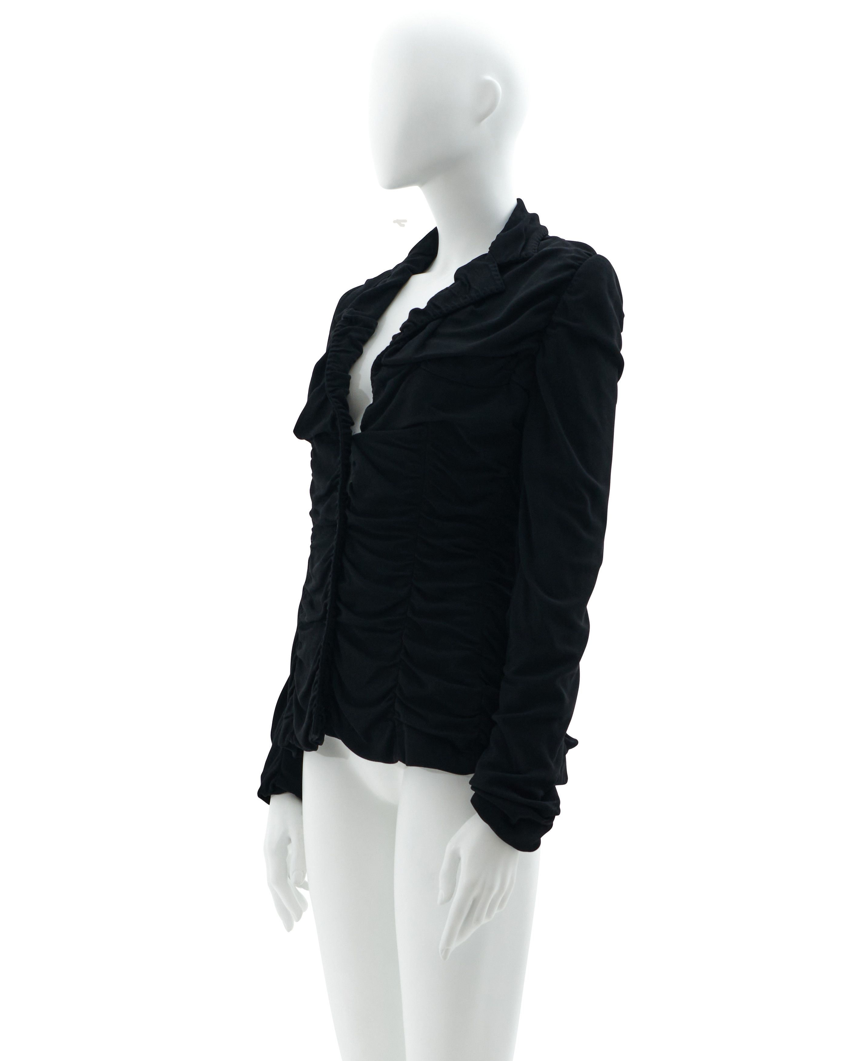 Dolce & Gabbana S/S 2003 Black ruched jacket Size M / US 6-8 / IT 42-44 - 2 Thumbnail
