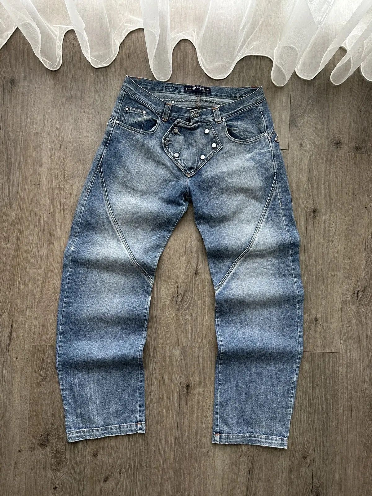 Japanese Brand × Vintage Vintage Progressive Fuck It Denim Wear Cowboy Jeans Pants Size US 34 / EU 50 - 2 Thumbnail