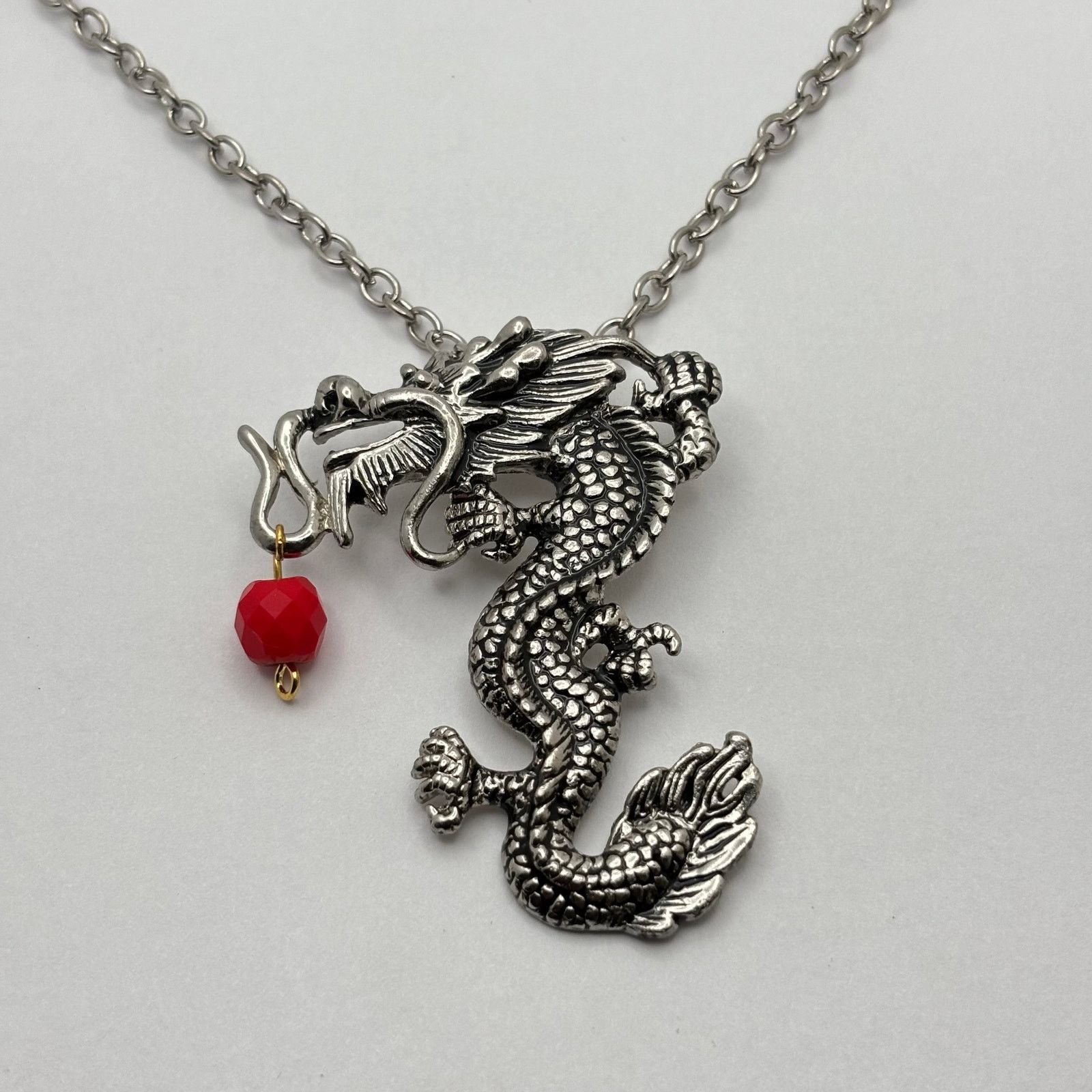 Other Silver & Red Dragon Necklace Size ONE SIZE - 1 Thumbnail