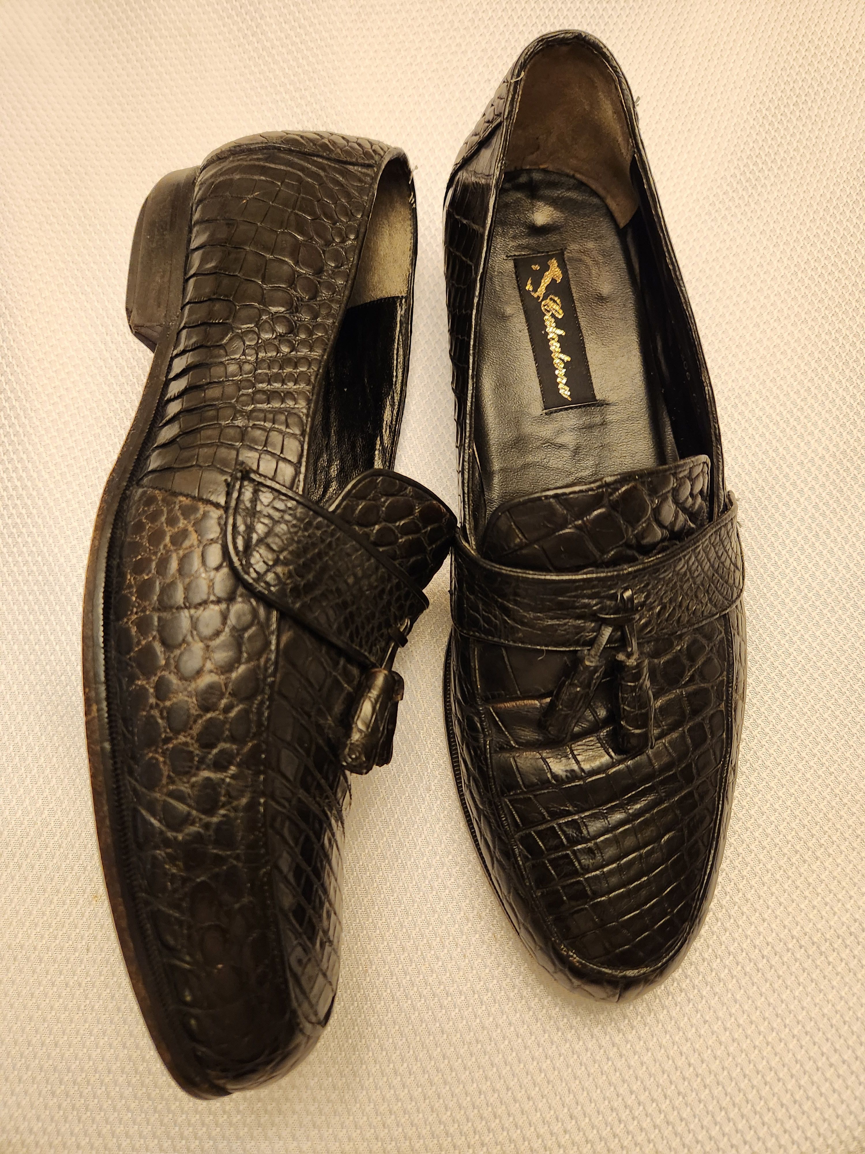 Handmade × Vintage Vintage Calcaterra Handmade Alligator Skin Tasseled Loafers Size US 10.5 / EU 43-44 - 2 Thumbnail