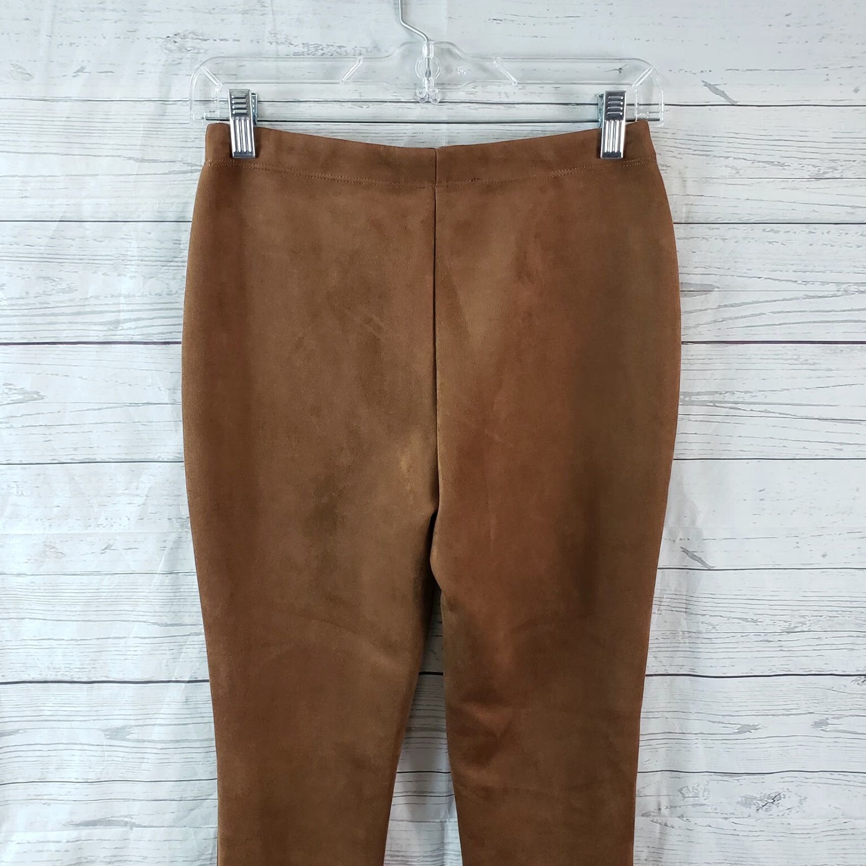 Vintage Catherine Malandrino Womens Pants PS Brown Faux Leather Skinny Pull On Cropped 25 Inseam Womens Pants Brown PS Size 28" / US 6 / IT 42 - 4 Thumbnail