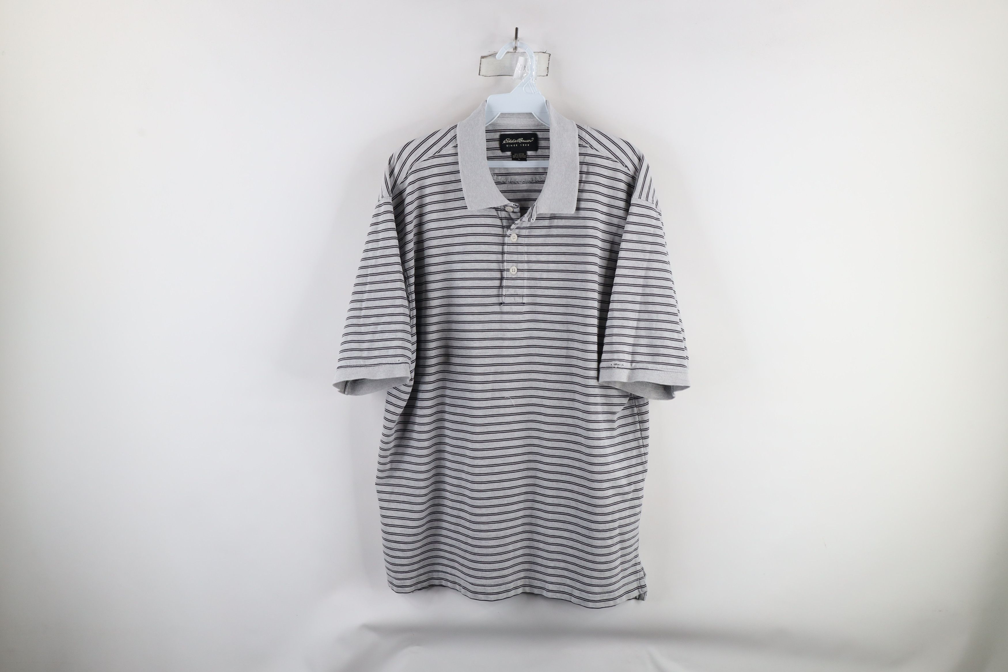 Eddie Bauer × Vintage Vintage 90s Eddie Bauer Knit Collared Golf Polo Shirt Gray Size US L / EU 52-54 / 3 - 1 Thumbnail