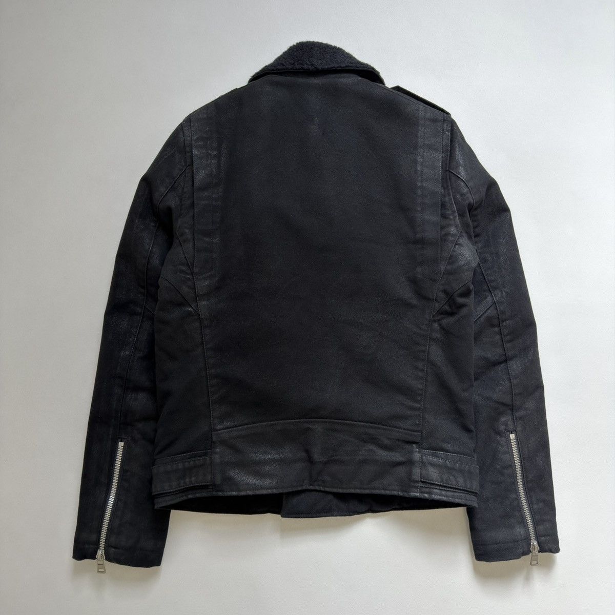 Balmain Black Cotton Sherpa Lined Biker Jacket Size US L / EU 52-54 / 3 - 14 Thumbnail