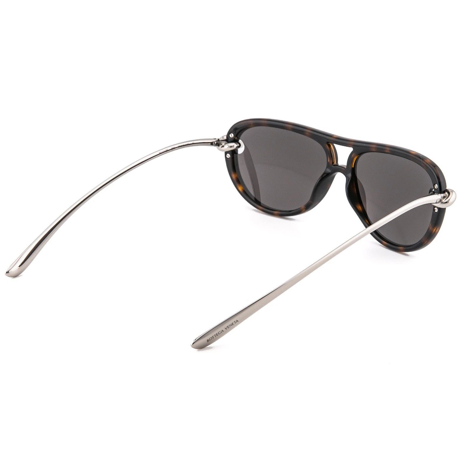 Bottega Veneta BOTTEGA VENETA 1418 KNOT Pilot BV1418S Silver Brown 002 Size ONE SIZE - 2 Thumbnail