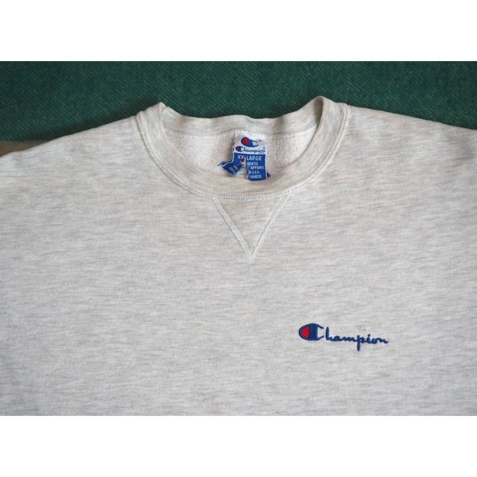Champion VINTAGE Champion Sweatshirt Pullover USA Made Heather Gray 90s Spellout XL Mens Sweatshirt Size US XL / EU 56 / 4 - 3 Thumbnail