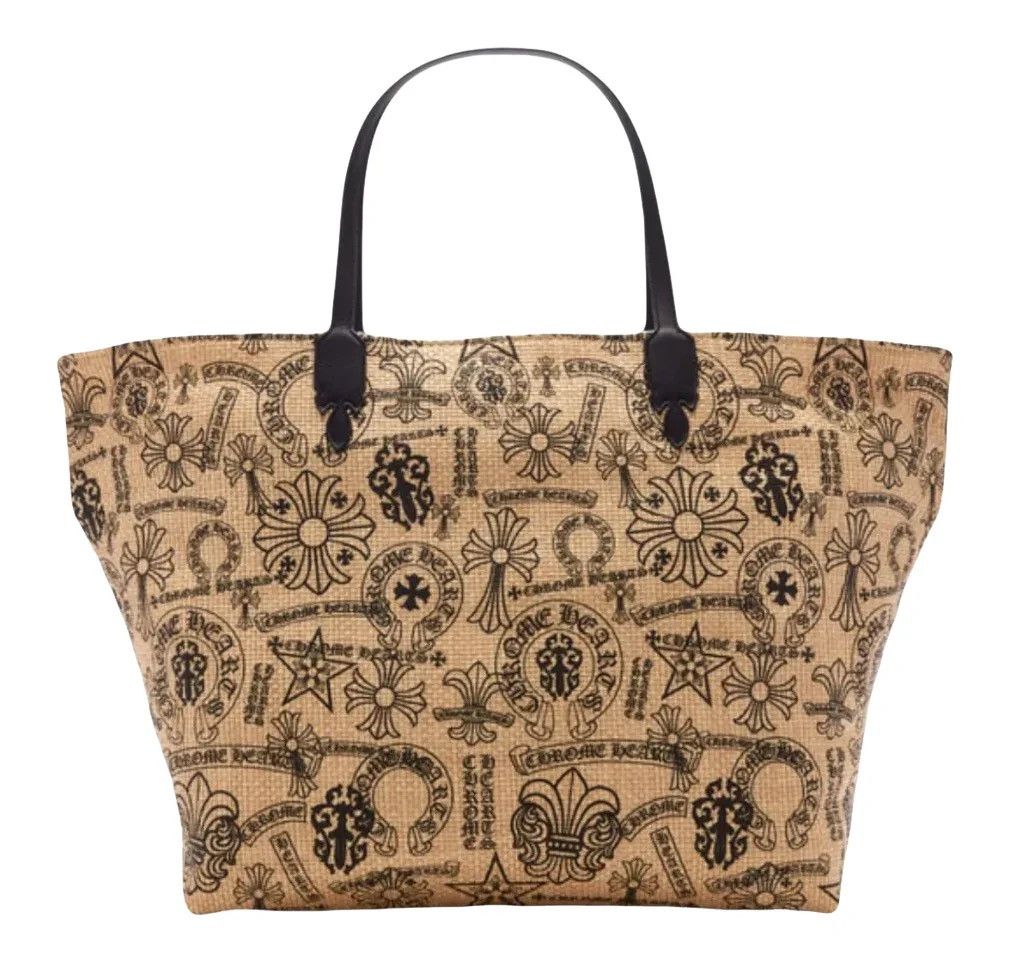クロムハーツ CHROME HEARTS HORSESHOE BEACH BAG Chrome Hearts Straw Beige Horseshoe Logo Small-Tote Bag