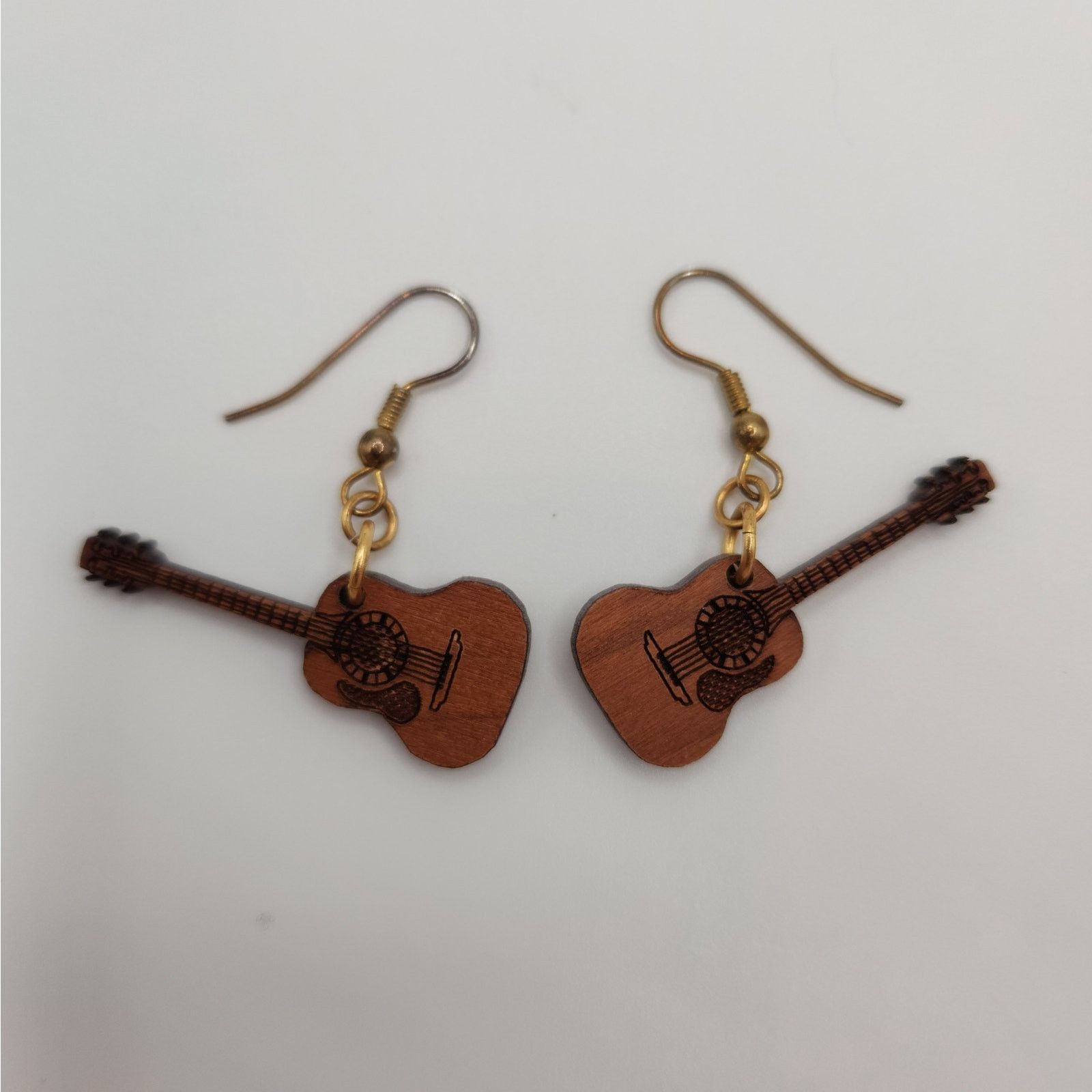Other Brown Wooden Guitar Hook Earrings Size ONE SIZE - 4 Thumbnail