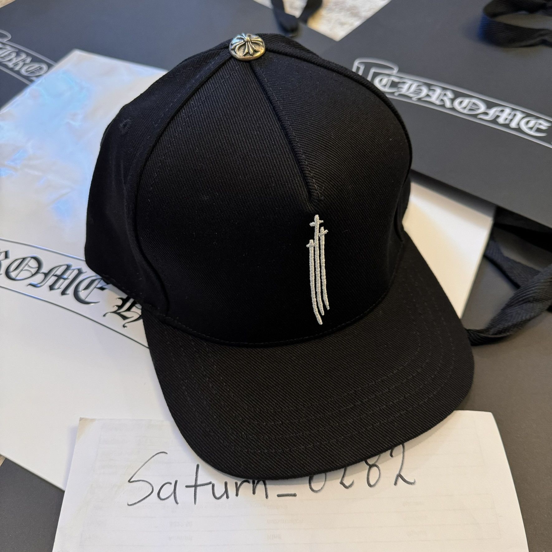 Chrome hearts 3rs rising star denim baseball hat black
