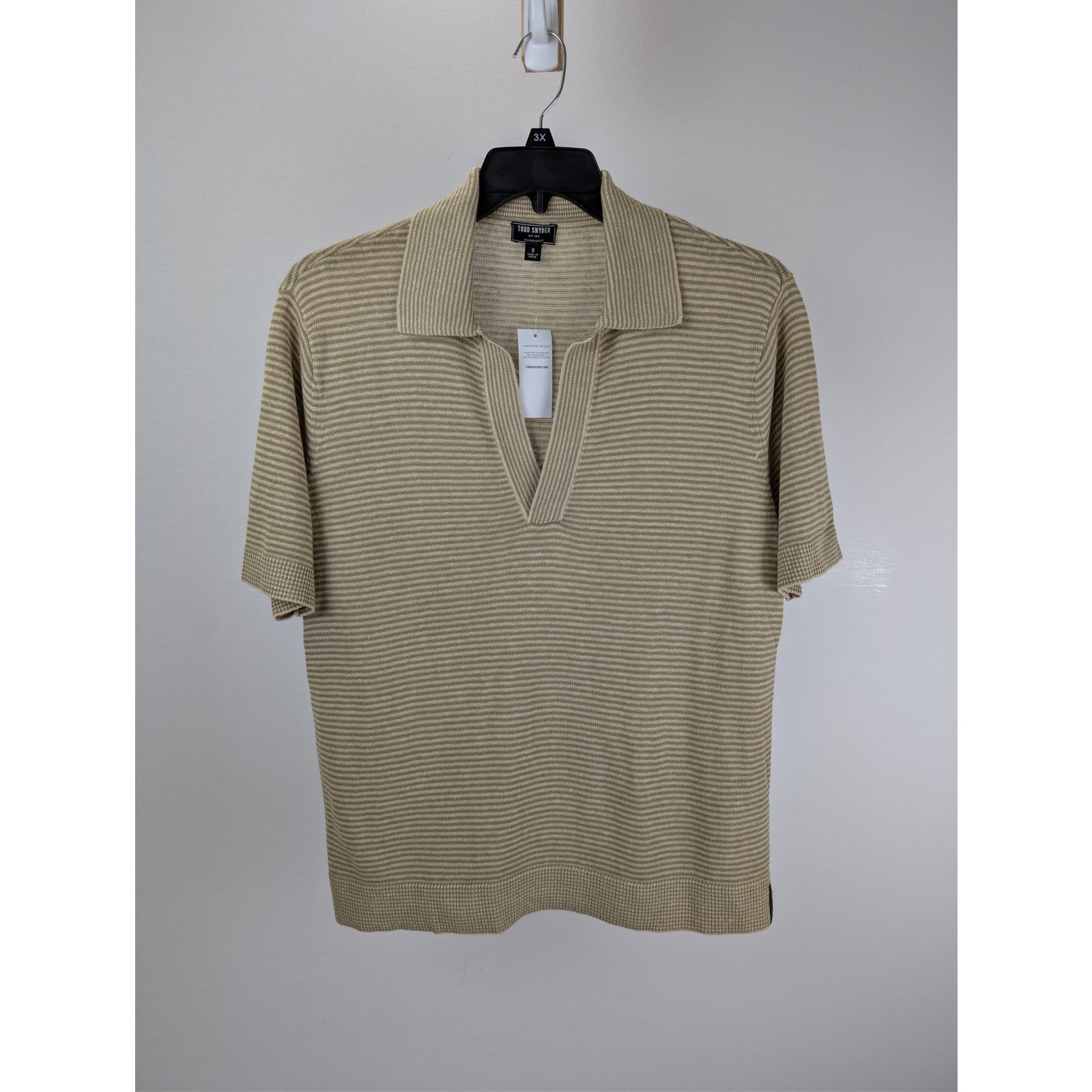 Todd Snyder o1rshd1 CC20 Relaxed Linen Stripe Montauk Polo Shirt Beige Size US S / EU 44-46 / 1 - 2 Thumbnail