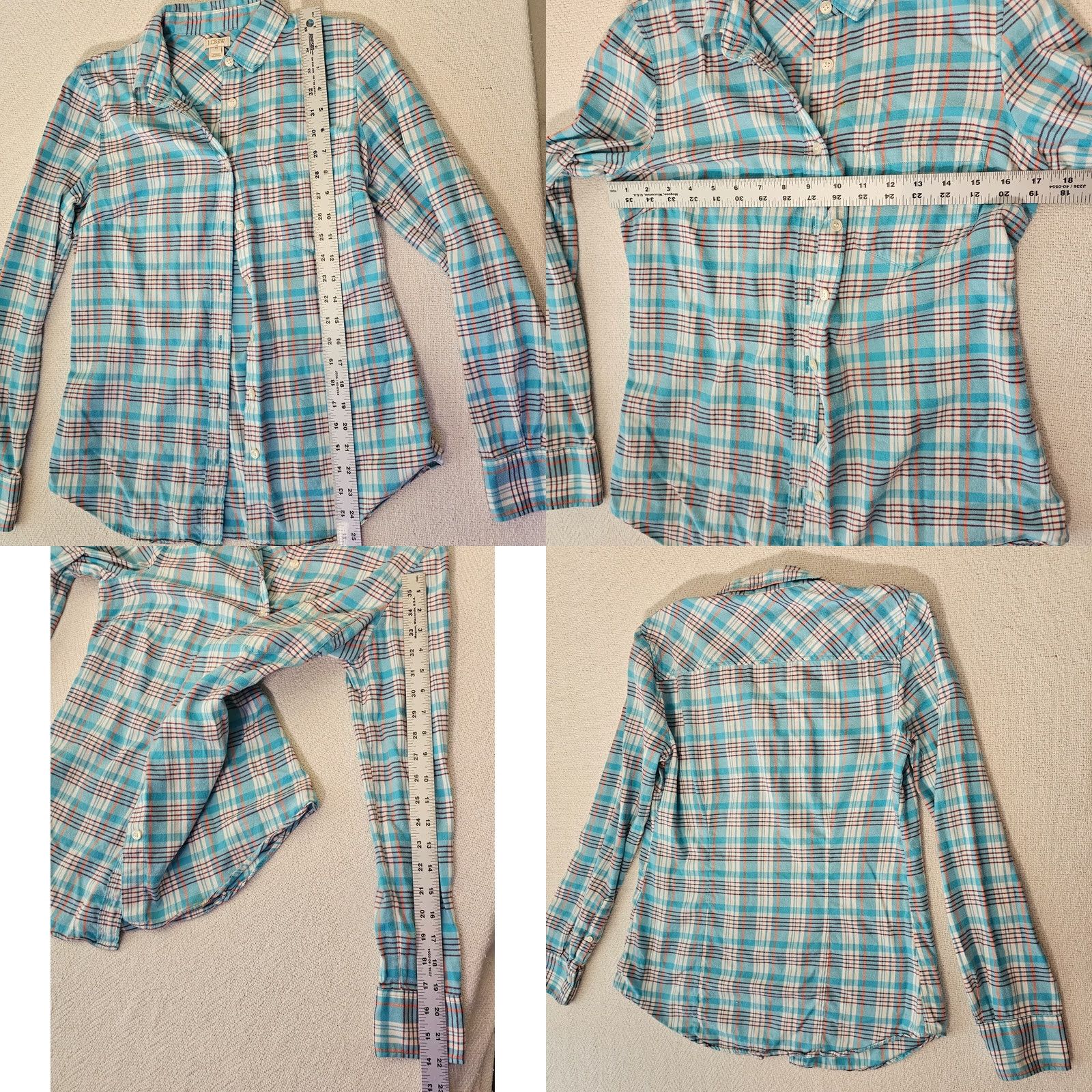 J.Crew J.CREW Button-Up Shirt Womens XS Blue Plaid Long Sleeve Lightweight Shirt Size XS / US 0-2 / IT 36-38 - 8 Thumbnail