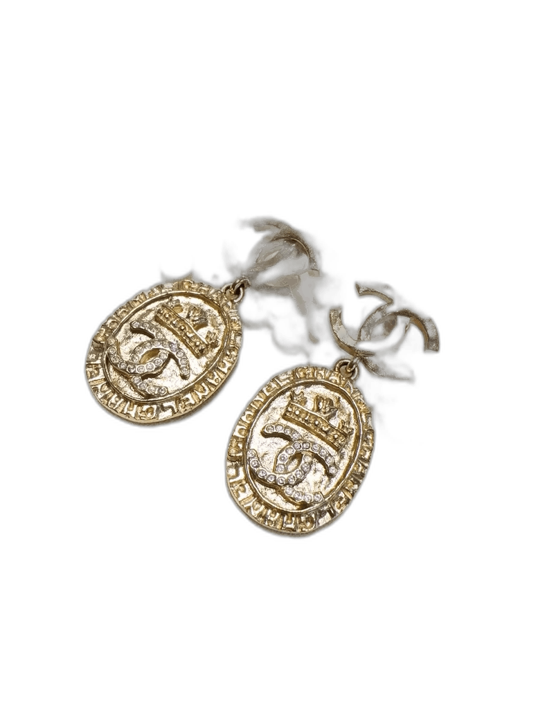 Chanel Chanel Gold Coin Crown Double C Earrings Size ONE SIZE - 1 Thumbnail