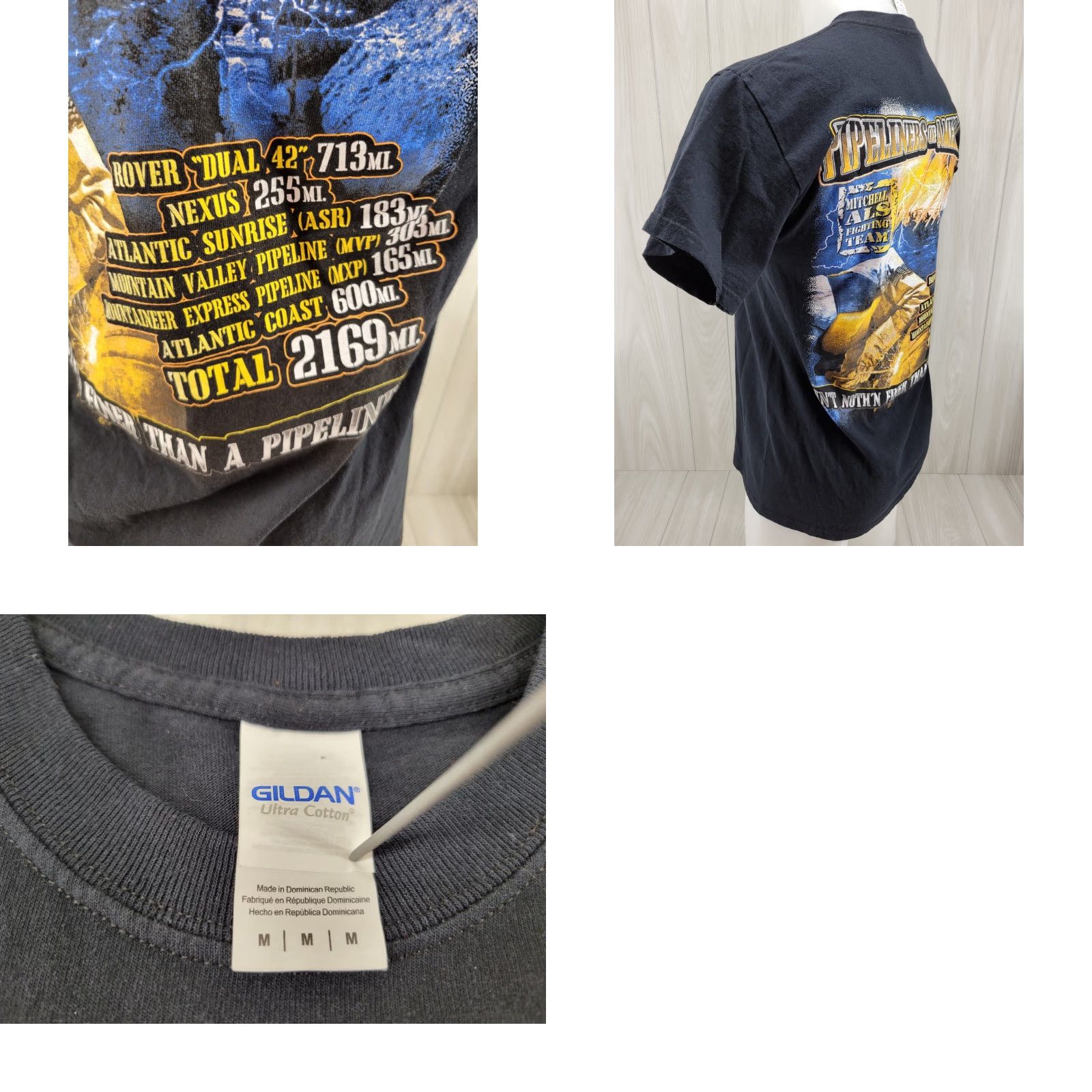 Gildan Pipeliners of Ameria Men's Shirt Size Medium Black T-Shirt Short Sleeve Gildan Regular Size US M / EU 48-50 / 2 - 8 Thumbnail