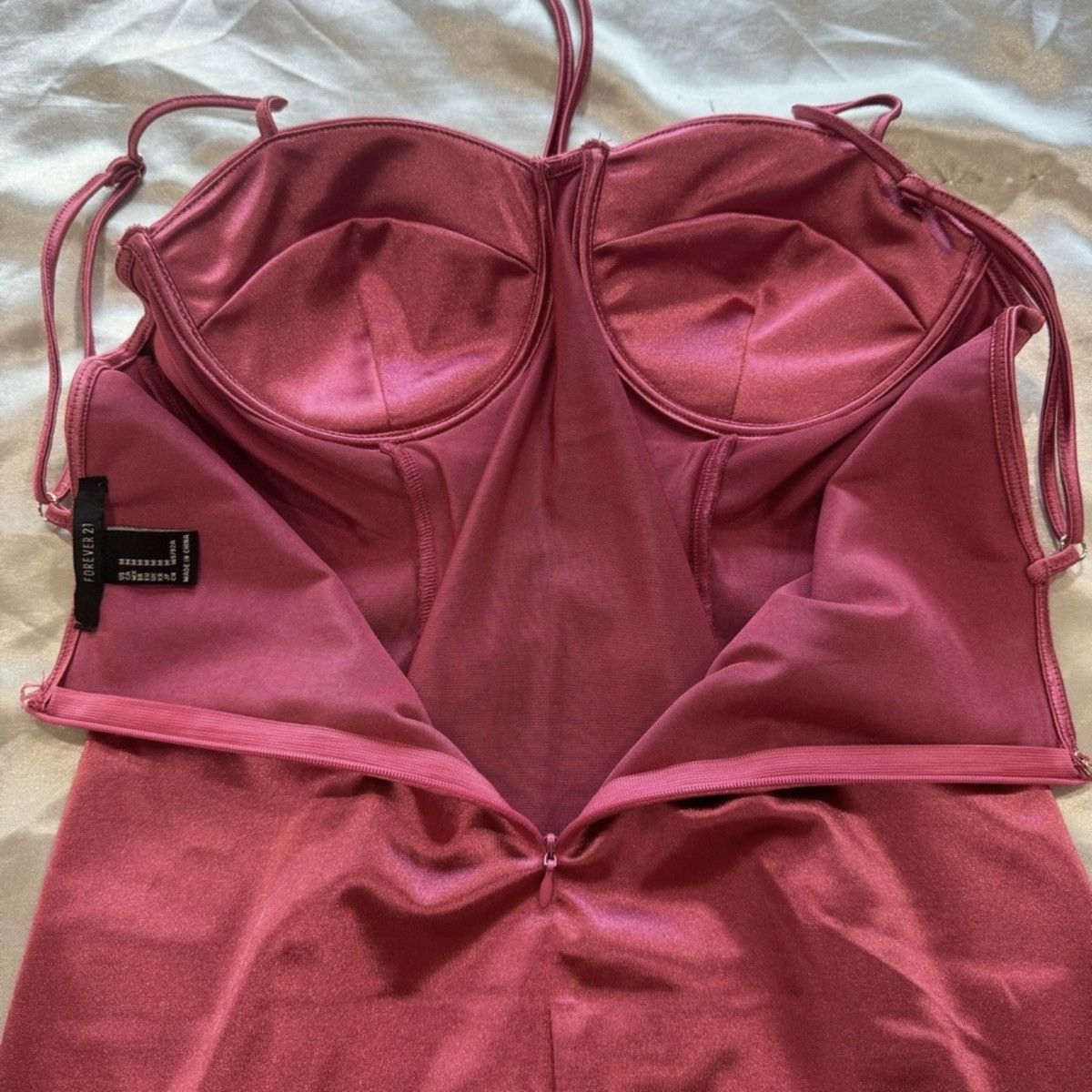 Forever 21 Pink Satin Corset Mini Dress Size S / US 4 / IT 40 - 8 Thumbnail
