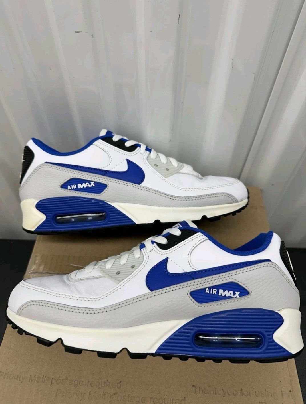Nike Nike Air Max 90 Leather White Game Royal Size 7.5 Men Size US 7.5 / EU 40-41 - 3 Thumbnail