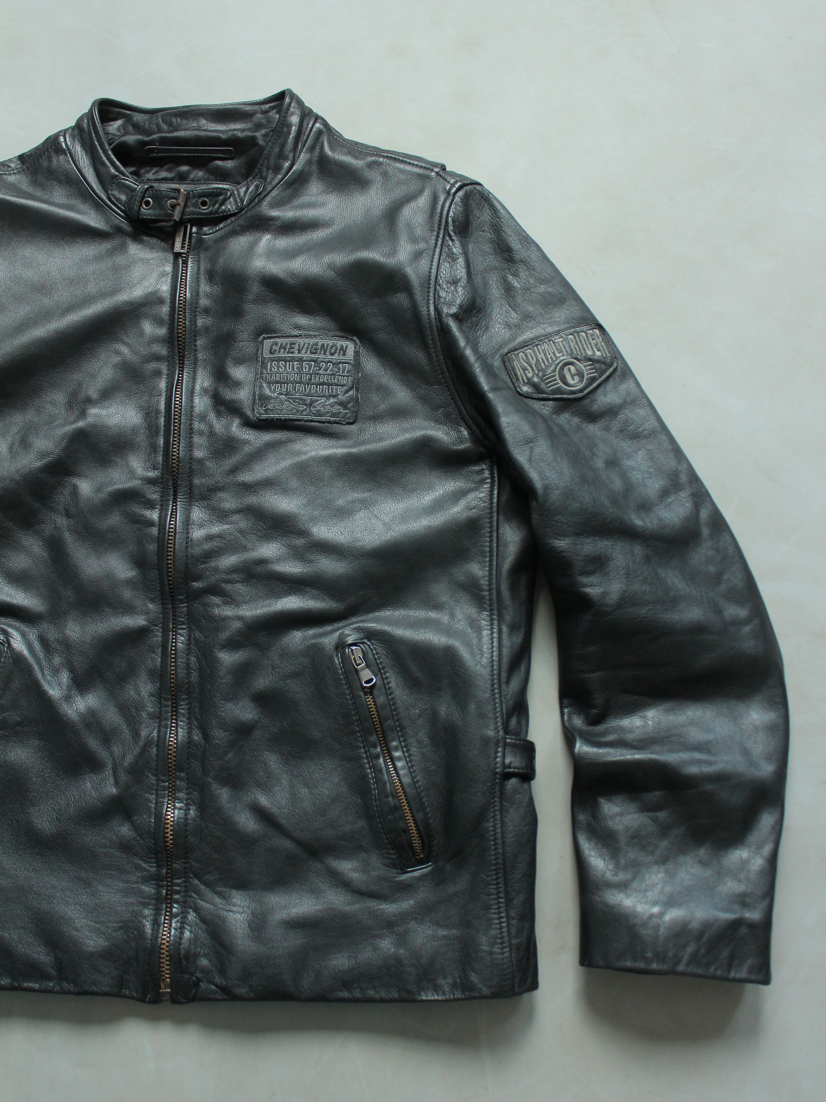 Chevignon Chevignon Vintage Racer Leather Jacket Black M Size US M / EU 48-50 / 2 - 3 Thumbnail