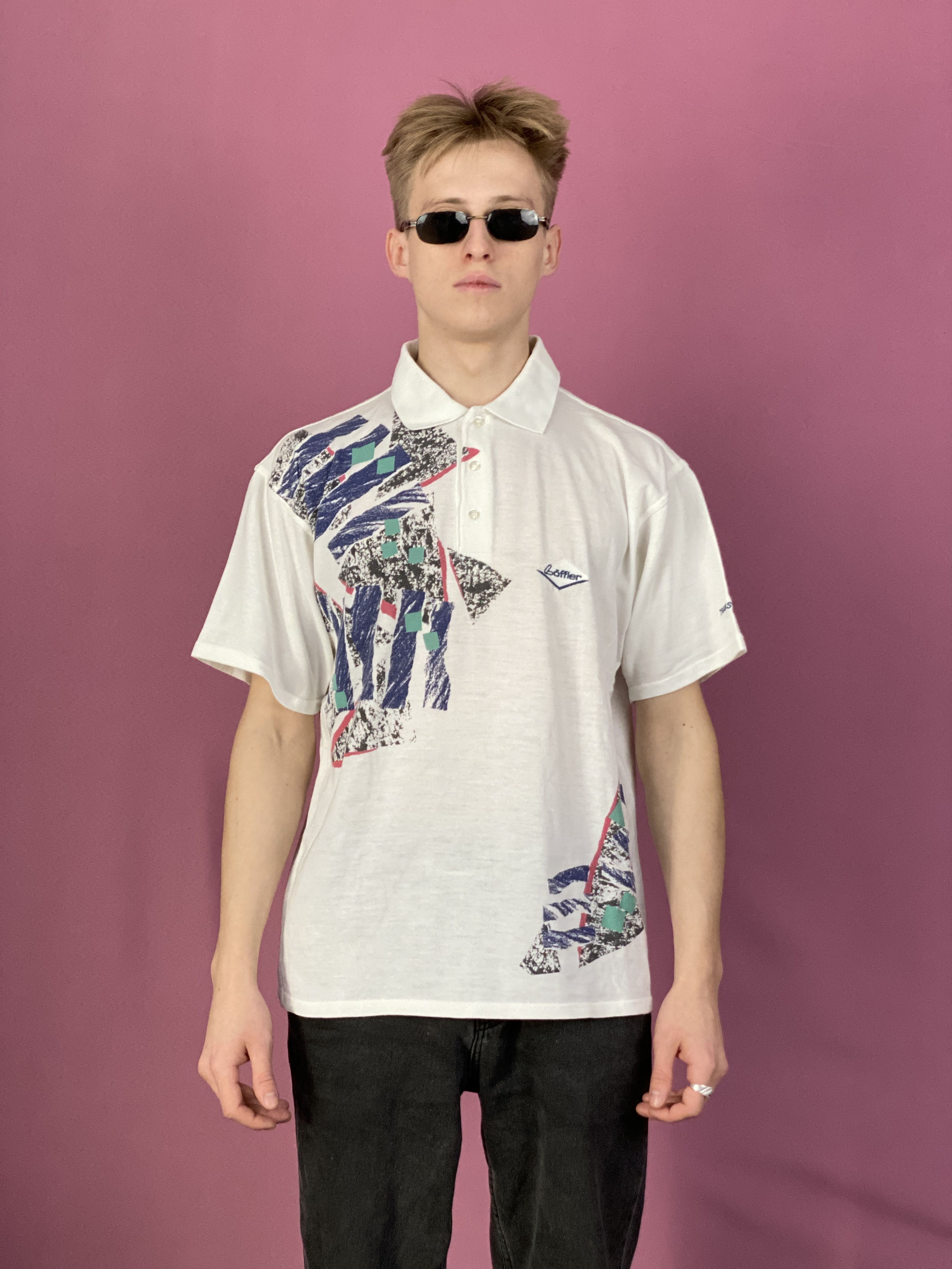 Vintage 90s Loffler Vintage Men's Abstract Print Polo Shirt - M Size US M / EU 48-50 / 2 - 1 Thumbnail