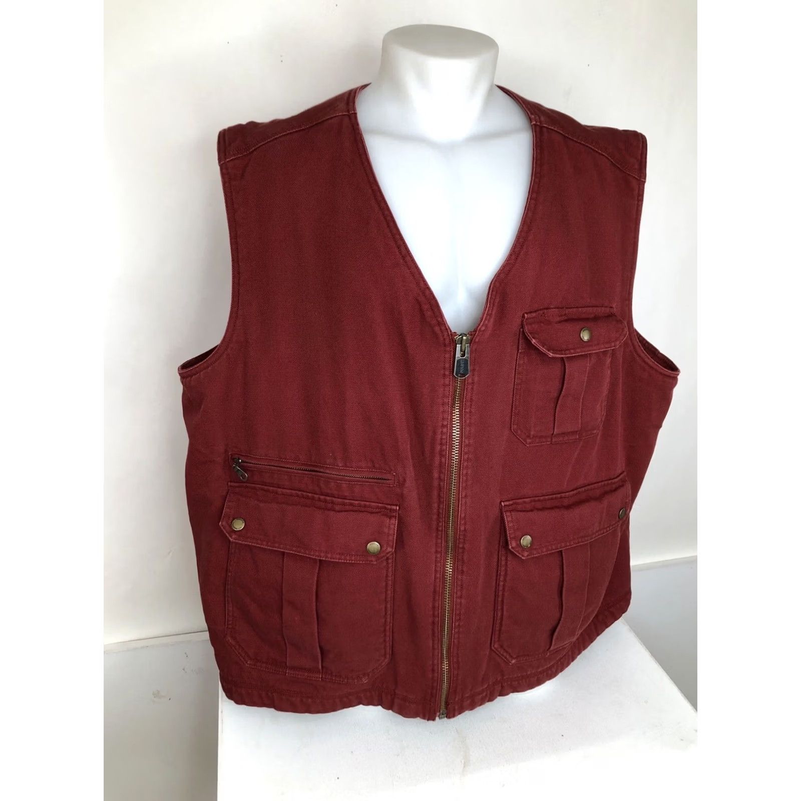 Vintage DULUTH TRADING CO. Very Heavy Duty Canvas Fleece Sherpa Lined 3XL Work Vest Shirt Mens Red 3XL Vest Size US XXL / EU 58 / 5 - 3 Thumbnail