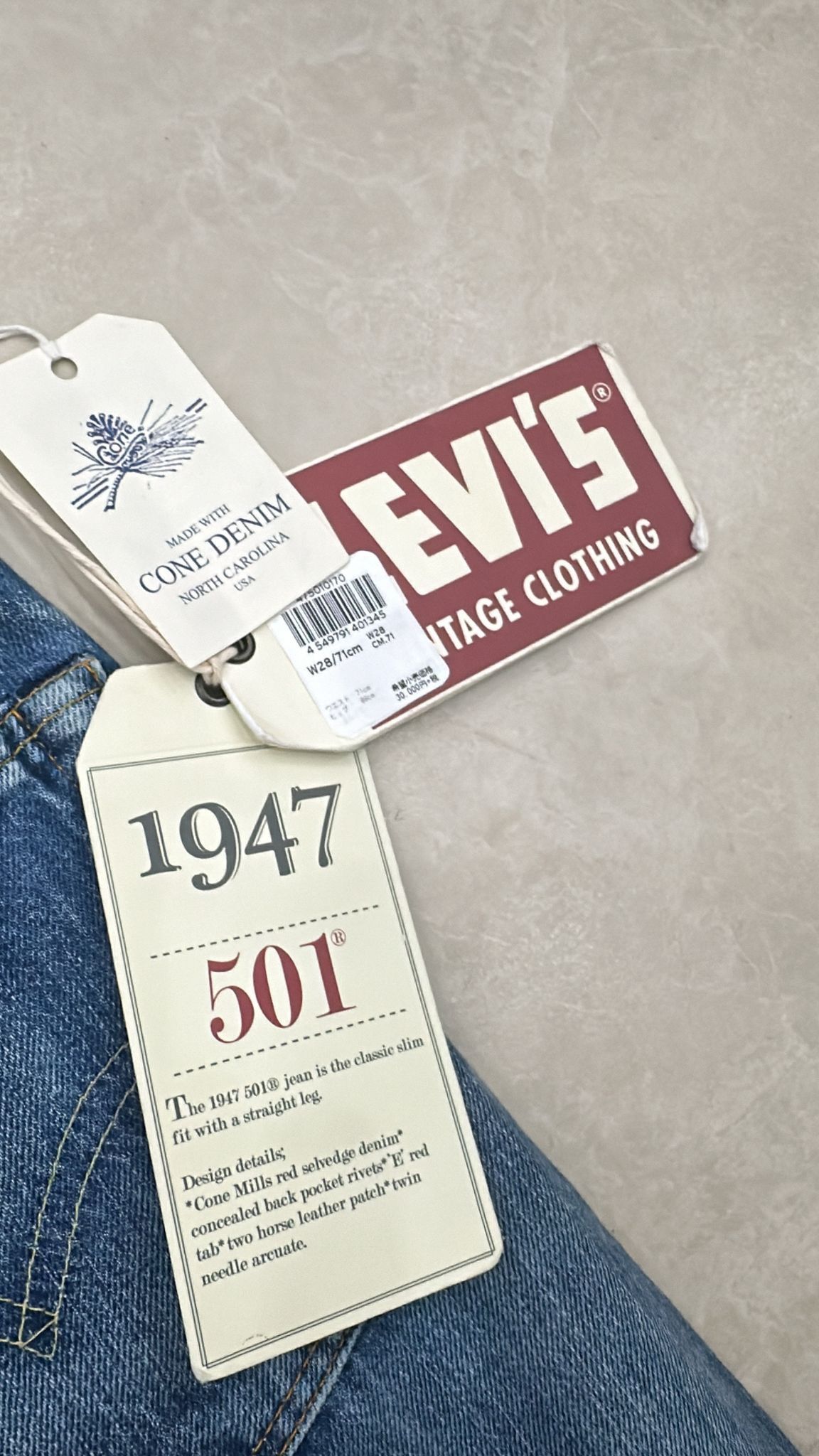 Levi's Vintage Clothing LVC Levi's Vintage Clothing 1947 501XX BigE Selvedge Jeans Size US 28 / EU 44 - 4 Thumbnail