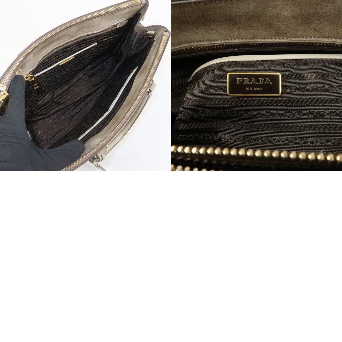 Prada Prada Galleria Flower Patent Leather Tote Gray Size ONE SIZE - 8 Thumbnail